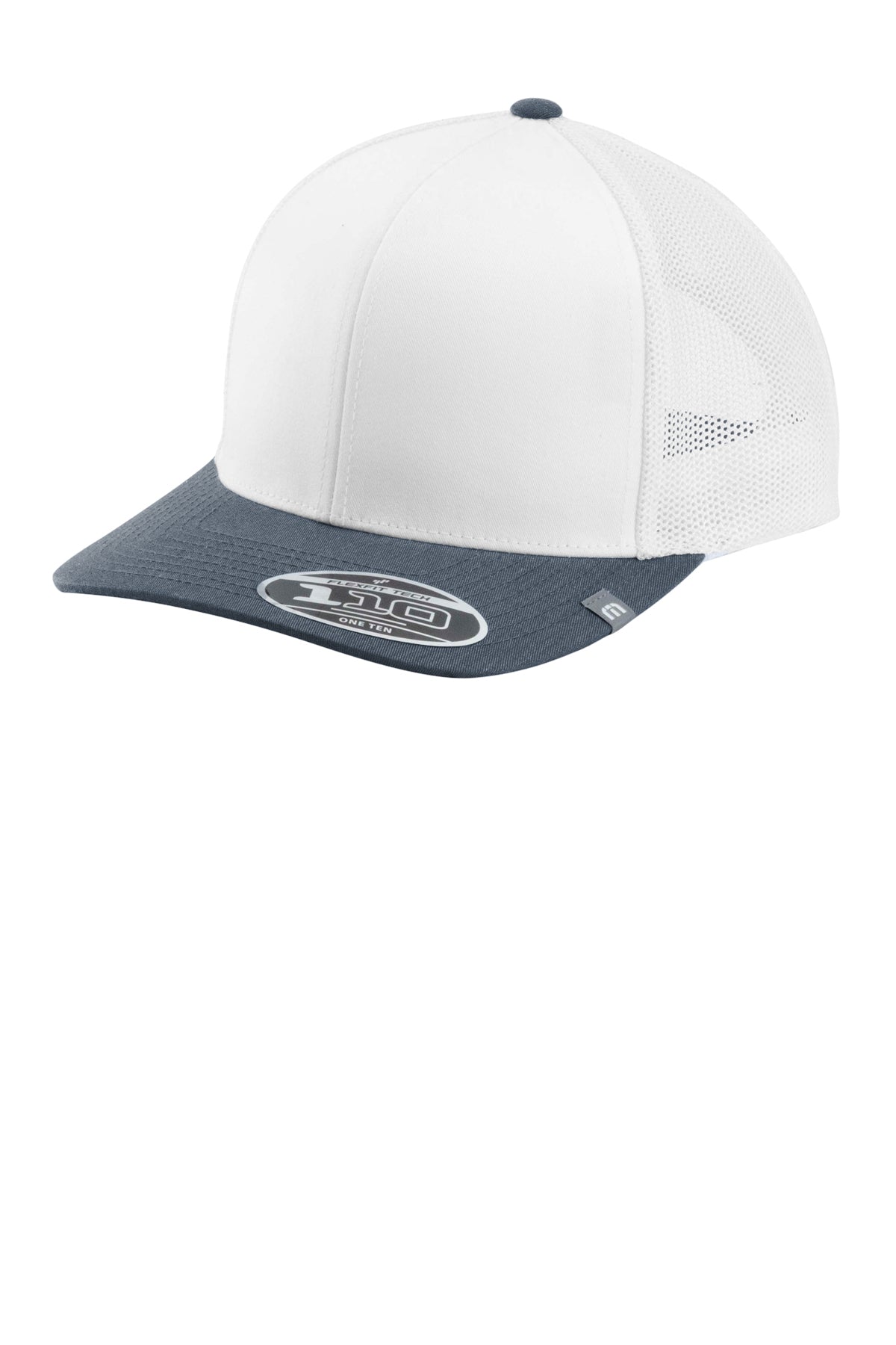 Custom TravisMathew Cruz Colorblock Trucker Cap TM1MY390 White with Vintage Indigo [Nationwide Property & Appraisal Services]