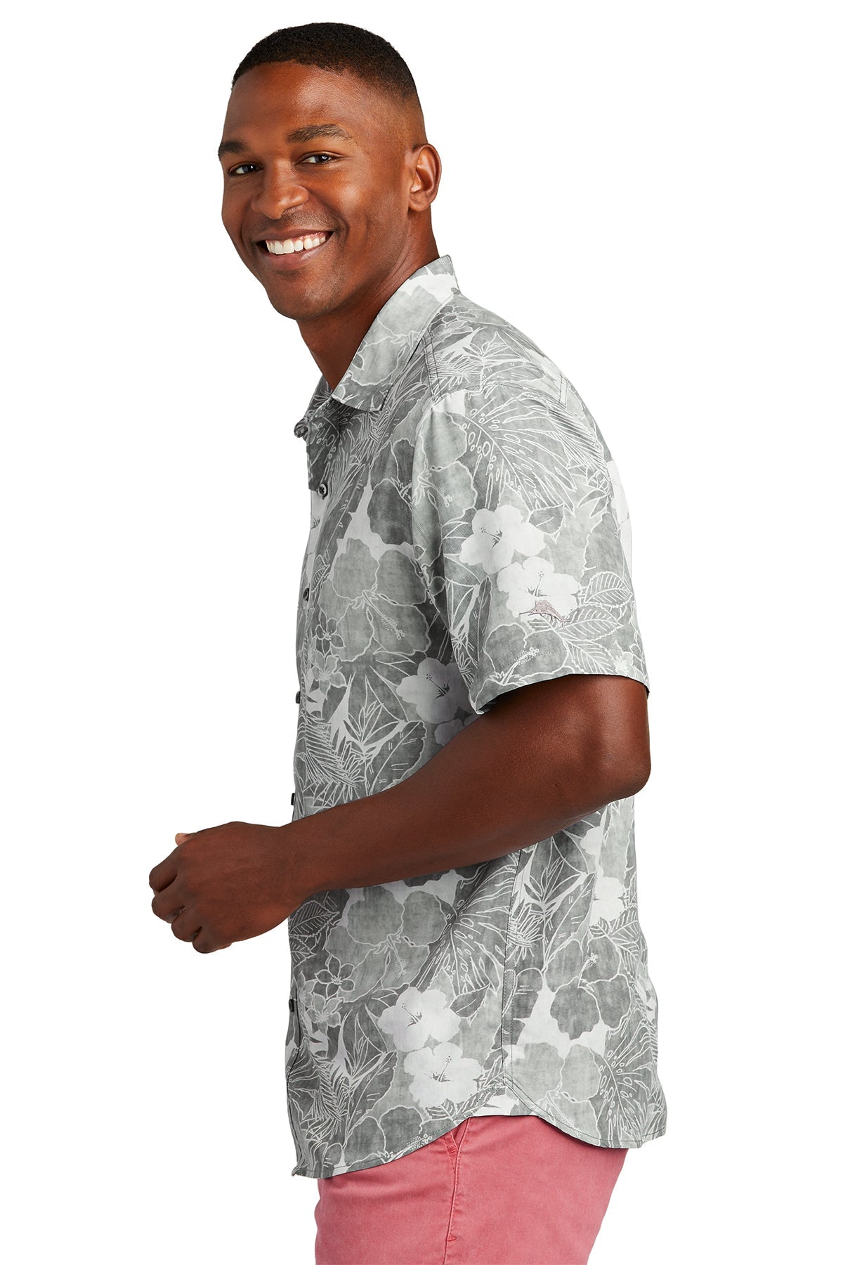 Custom Tommy Bahama Playa Flora Shirt ST325929TB Light Grey [PBLA Surveying INC]