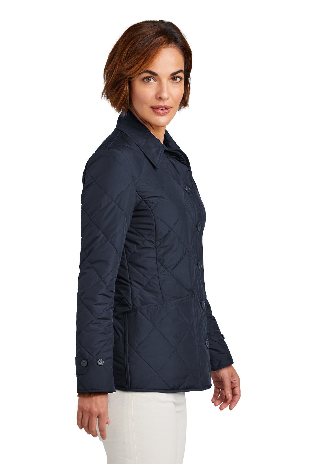 Brooks Brothers Womens Quilted Jacket, Night Navy [The Braff Group]