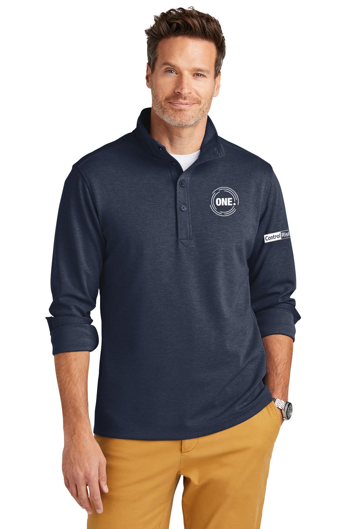 Brooks Brothers Stretch 1/2-Button, Navy Blazer Heather [Control Risks]