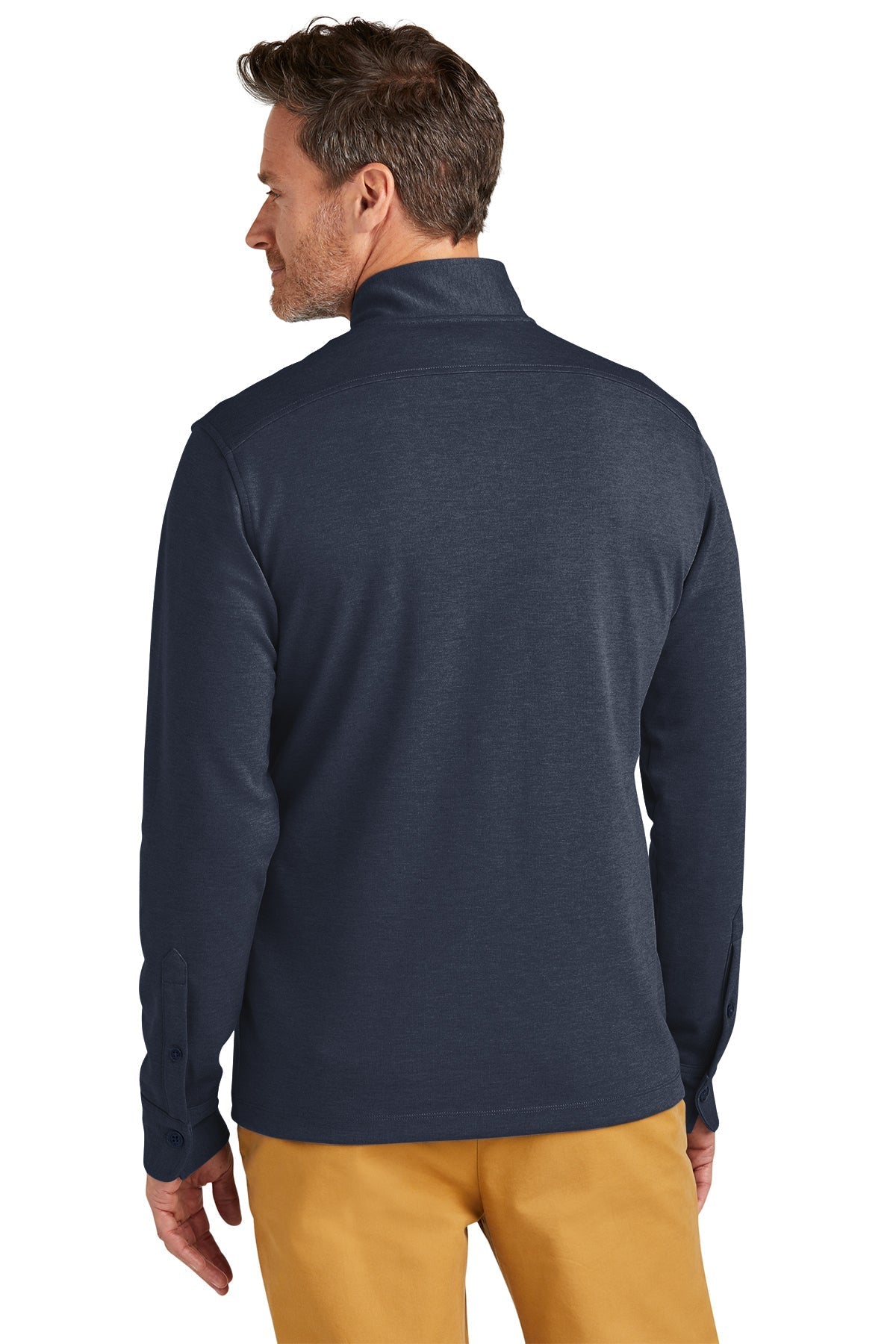Brooks Brothers Mid-Layer Stretch 1/2-Button, Navy Blazer Heather [Control Risks]