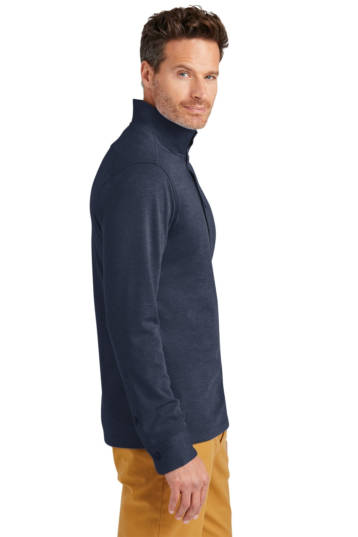 Brooks Brothers Mid-Layer Stretch 1/2-Button, Navy Blazer Heather [Control Risks]