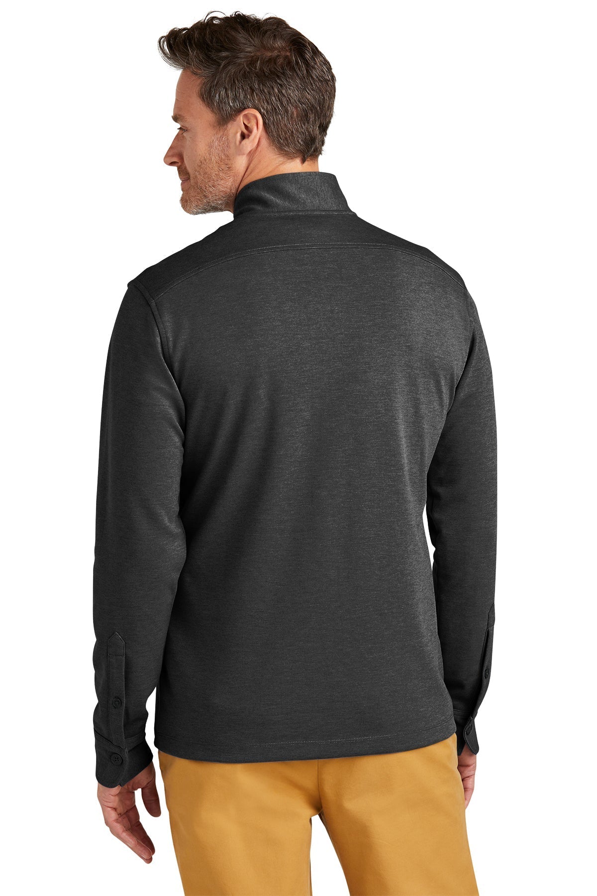 Brooks Brothers Mid-Layer Stretch 1/2-Button, Windsor Grey Heather [Control Risks]