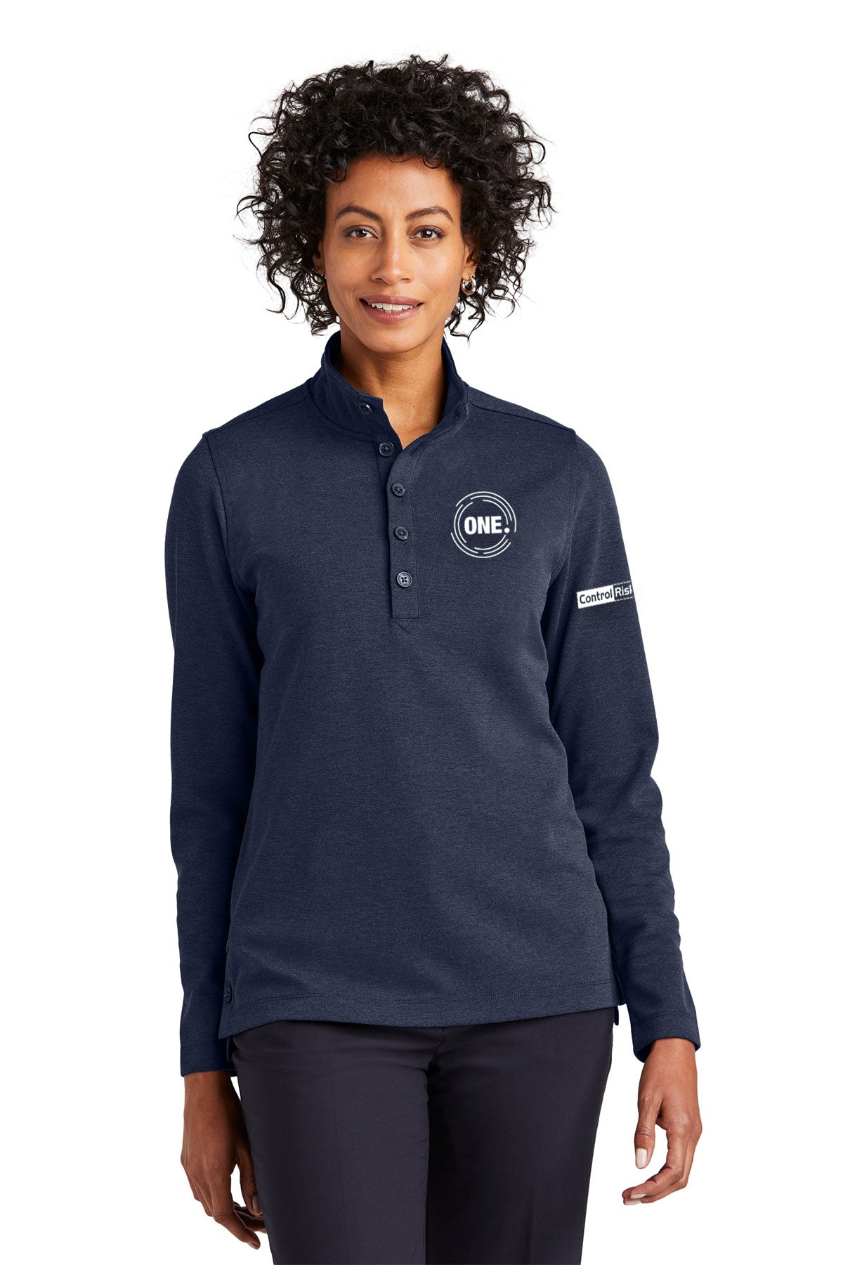 Brooks Brothers Womens Stretch 1/2-Button, Navy Blazer Heather [Control Risks]
