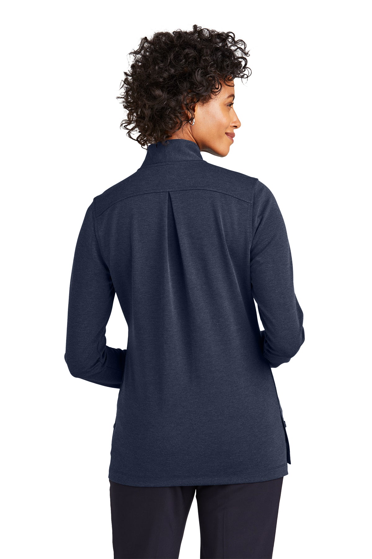 Brooks Brothers Womens Mid-Layer Stretch 1/2-Button, Navy Blazer Heather [Control Risks]