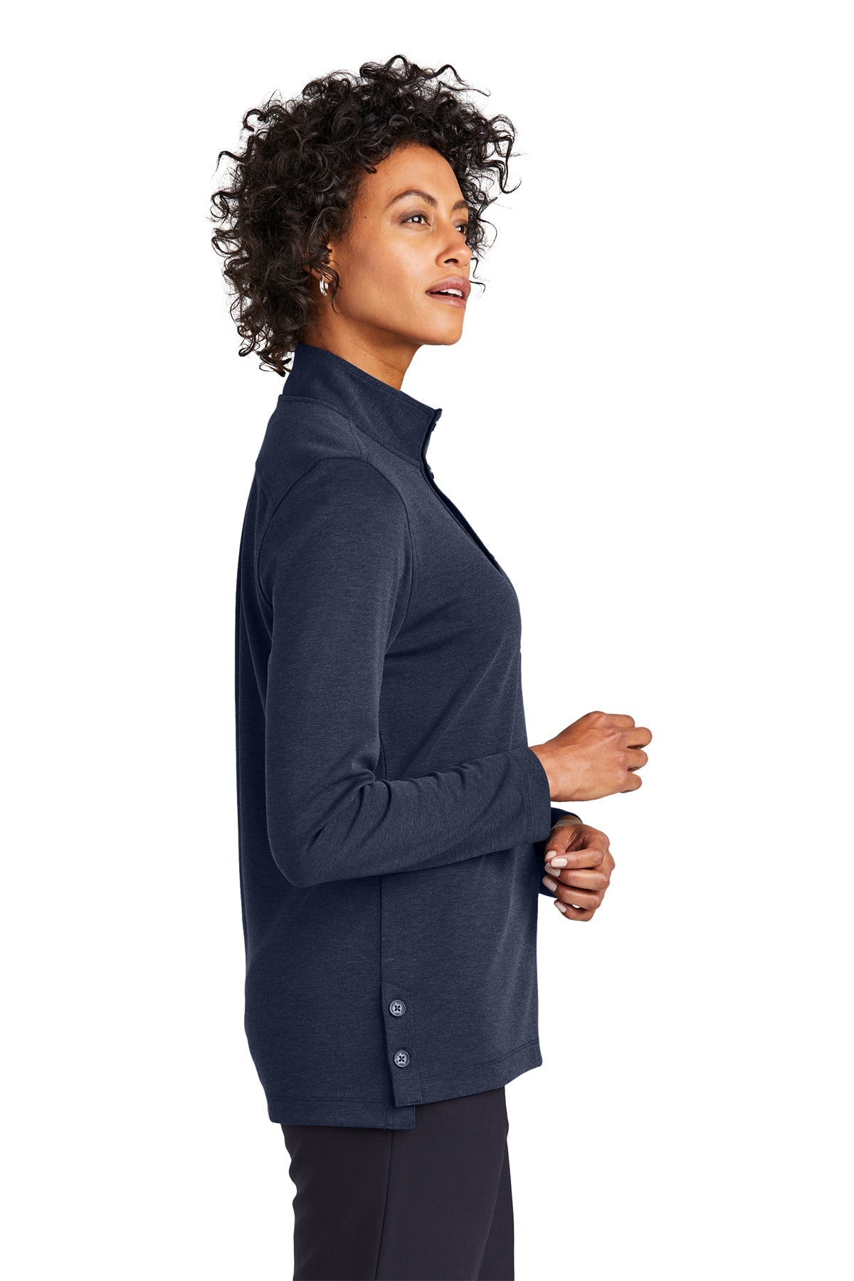 Brooks Brothers Womens Mid-Layer Stretch 1/2-Button, Navy Blazer Heather [Control Risks]