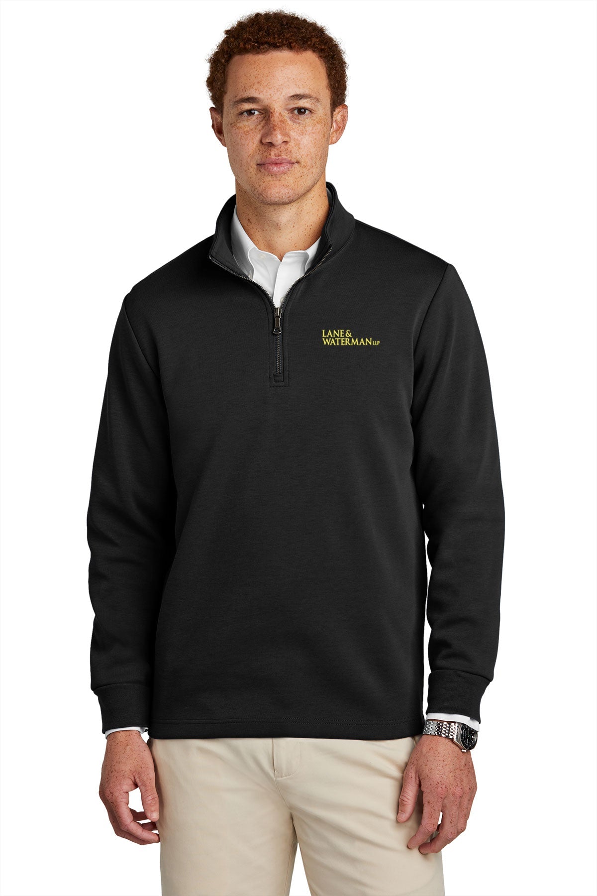 Brooks Brothers Double-Knit 1/4-Zip, Deep Black [Lane & Waterman]