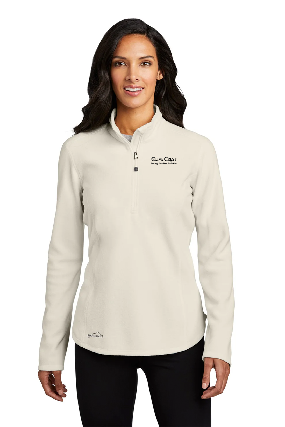 Eddie Bauer Ladies 1/2-Zip Microfleece Jacket, Ivory [Olive Crest]