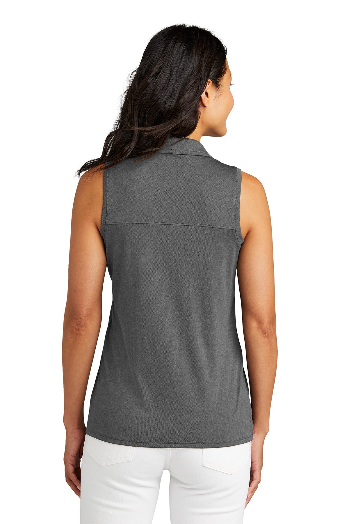 Custom TravisMathew Ladies Coto Performance Sleeveless Polo TM1WX001 Quiet Shade Grey with Black [Sherpa LLC]