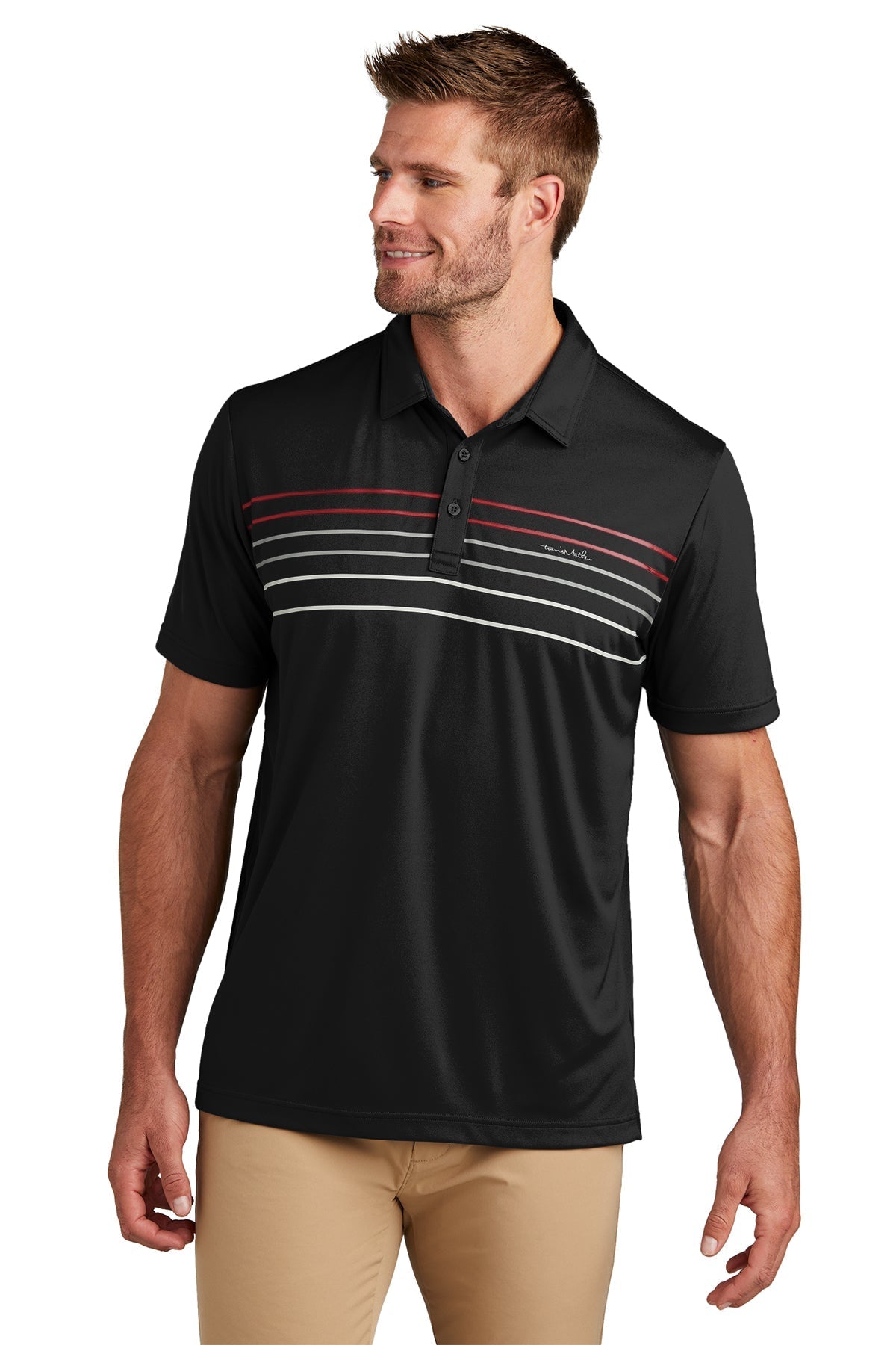Custom TravisMathew Coto Performance Chest Stripe Polo TM1MY400 Black [Sherpa LLC]