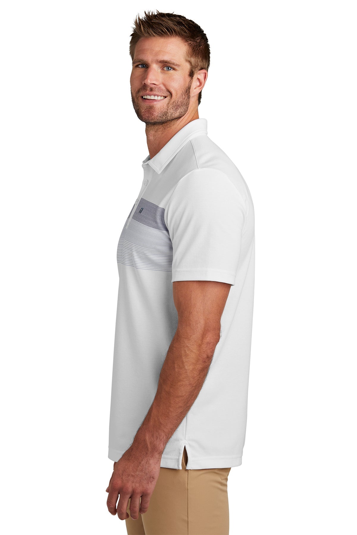 Custom TravisMathew Coastal Chest Stripe Polo TM1MY402 White [GuidePoint Security Cloud Security]