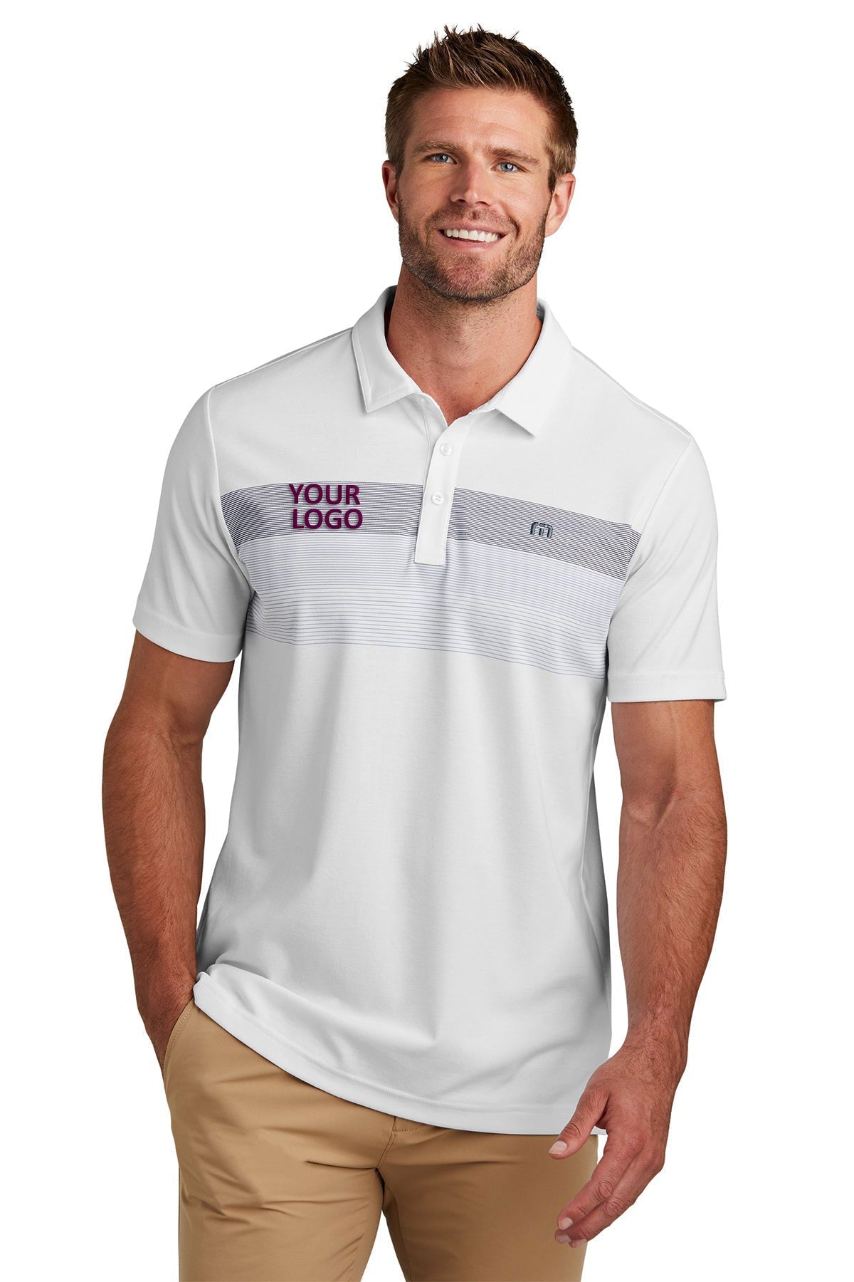 Custom TravisMathew Coastal Chest Stripe Polo TM1MY402 White [Labenz & Associates]