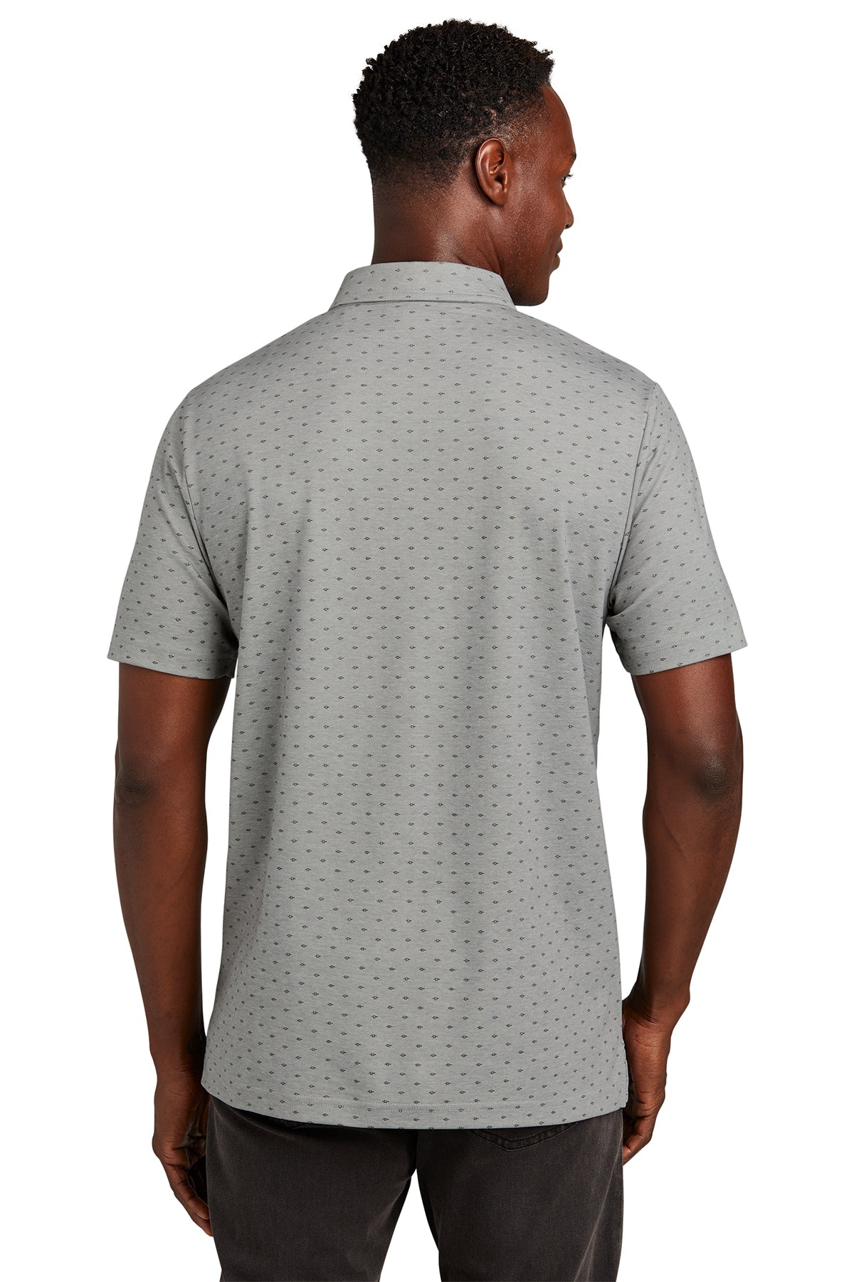 Custom TravisMathew Oceanside Geo Polo TM1MY403 Quiet Shade Grey Heather with Dark Grey [GuidePoint Security]