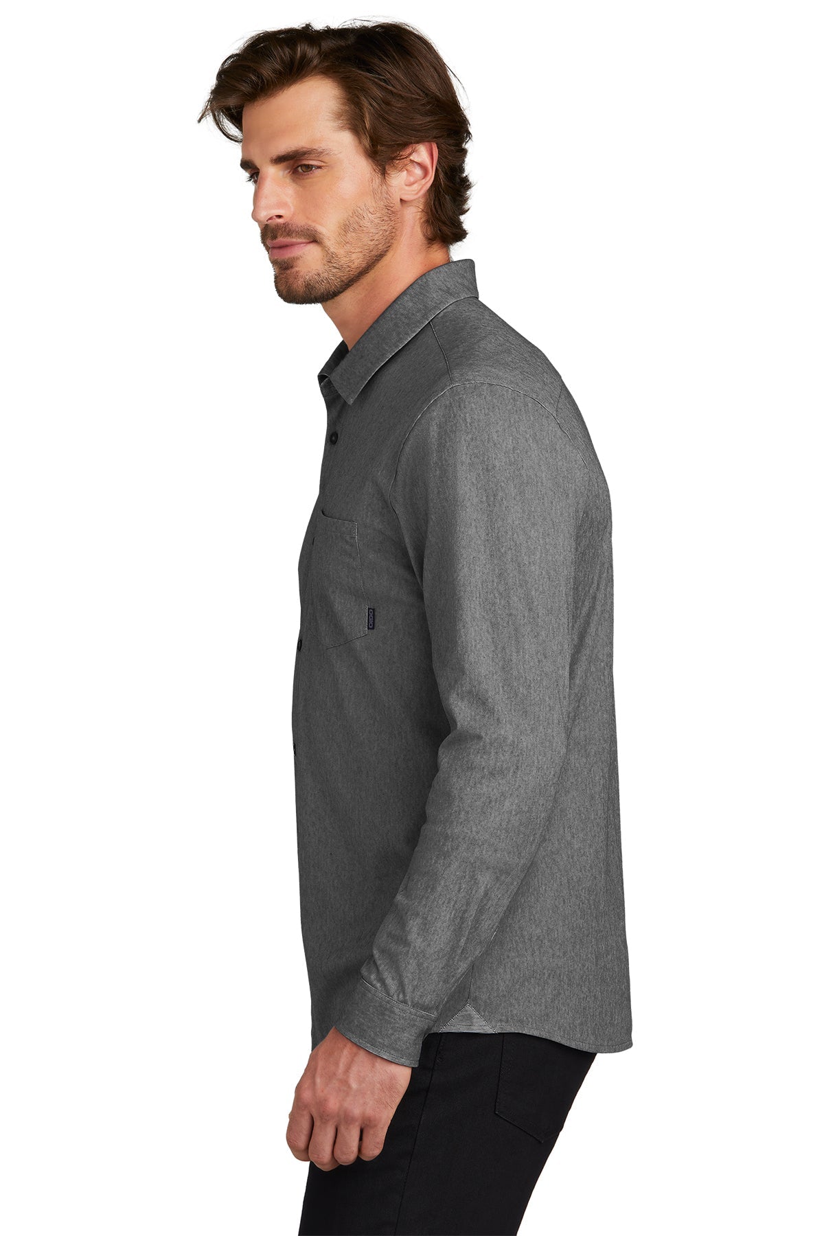 OGIO Extend Customzied Button Downs, Blacktop Heather [Lake Erie Arms]