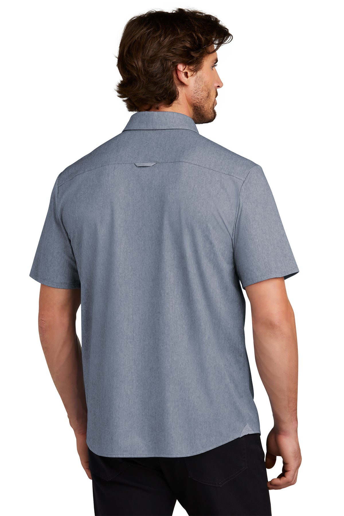 OGIO Extend Short Sleeve Custom Button Downs, Deep Blue Heather [Orange by Fooda]