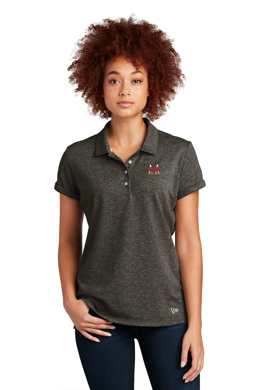 New Era Ladies Slub Twist Polo, Black Twist [Milford Mining Company Utah]