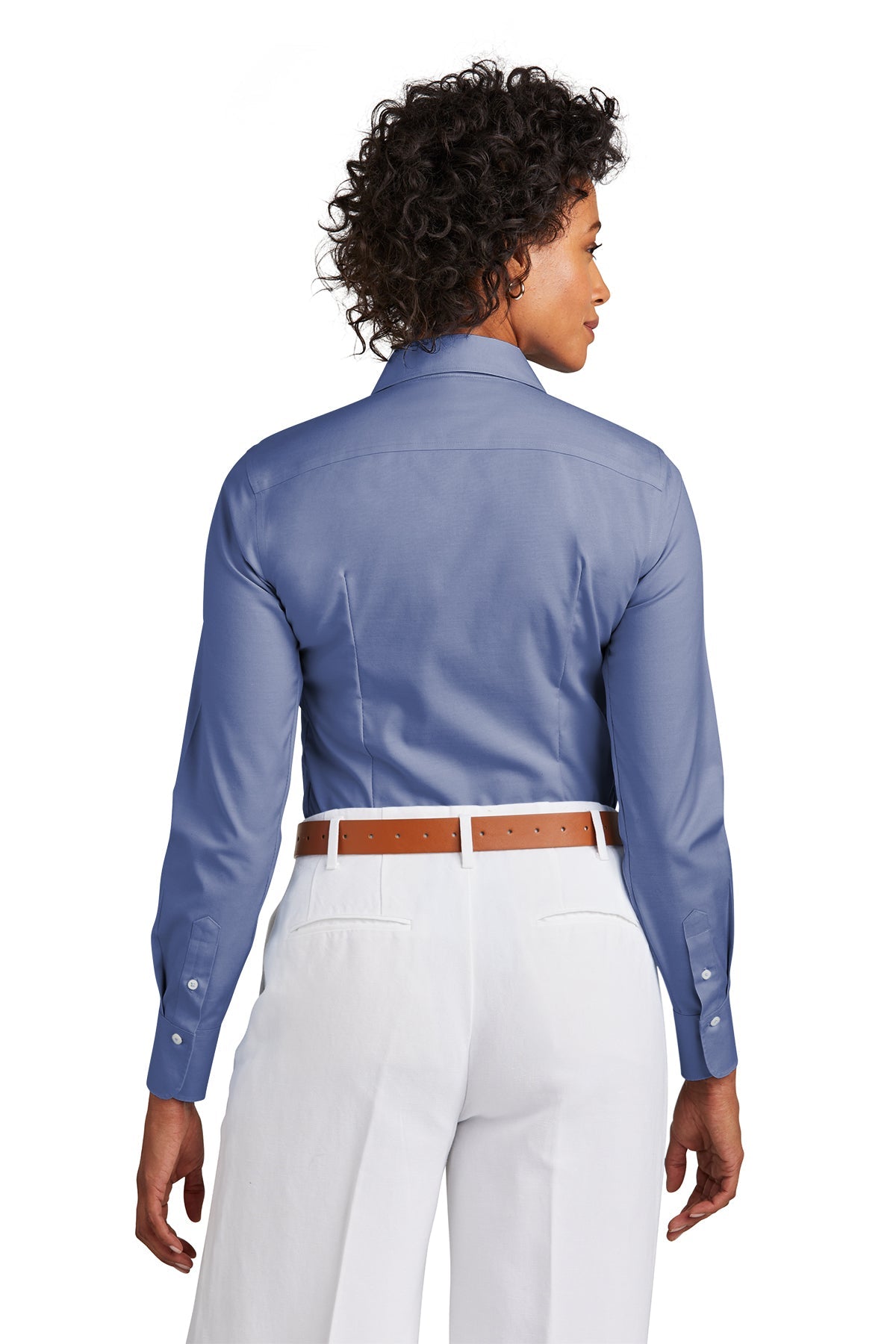 Brooks Brothers Womens Wrinkle-Free Stretch Pinpoint Shirt, Cobalt Blue [AST]