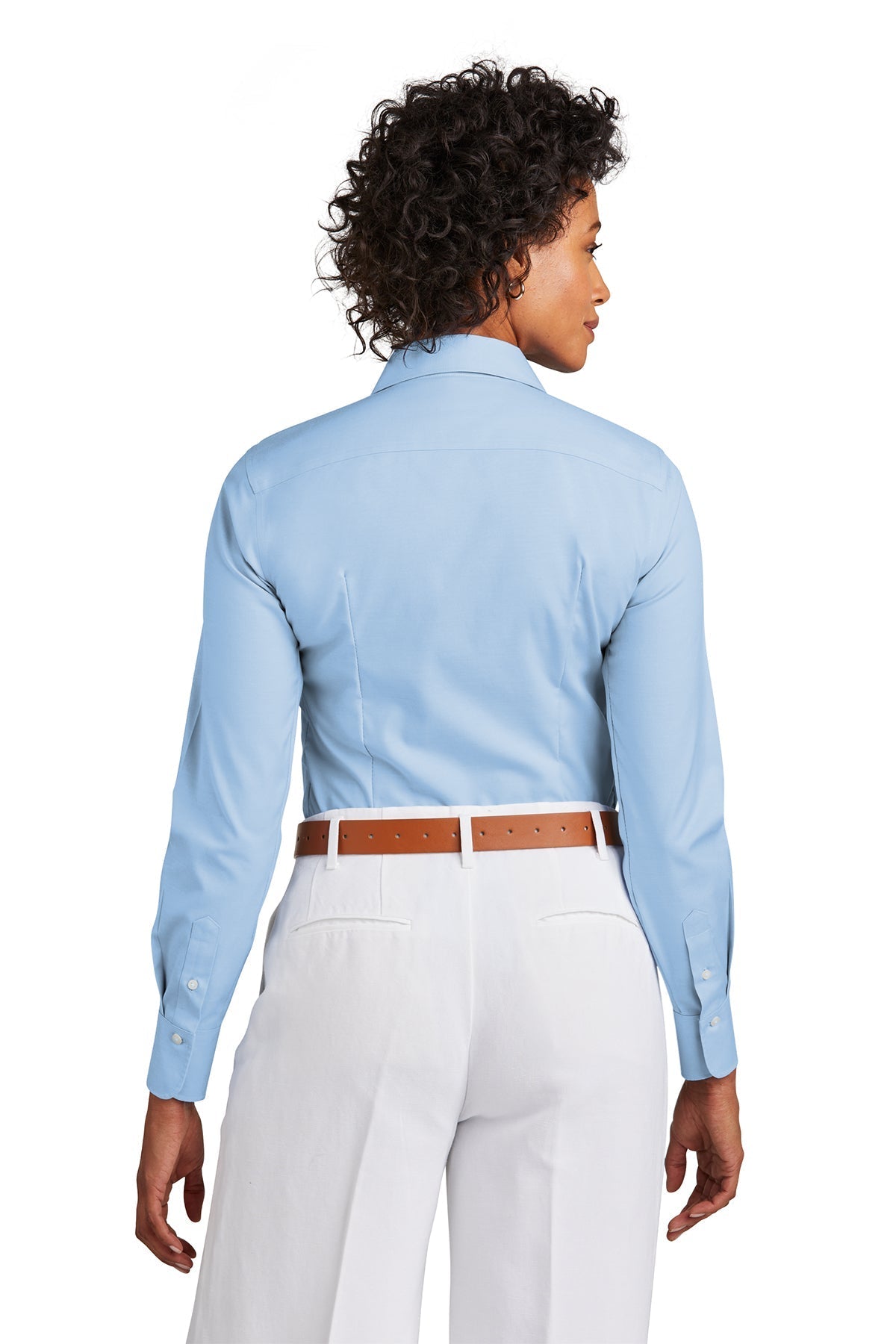 Brooks Brothers Womens Wrinkle-Free Stretch Pinpoint Shirt, Newport Blue [Aqua Finance]