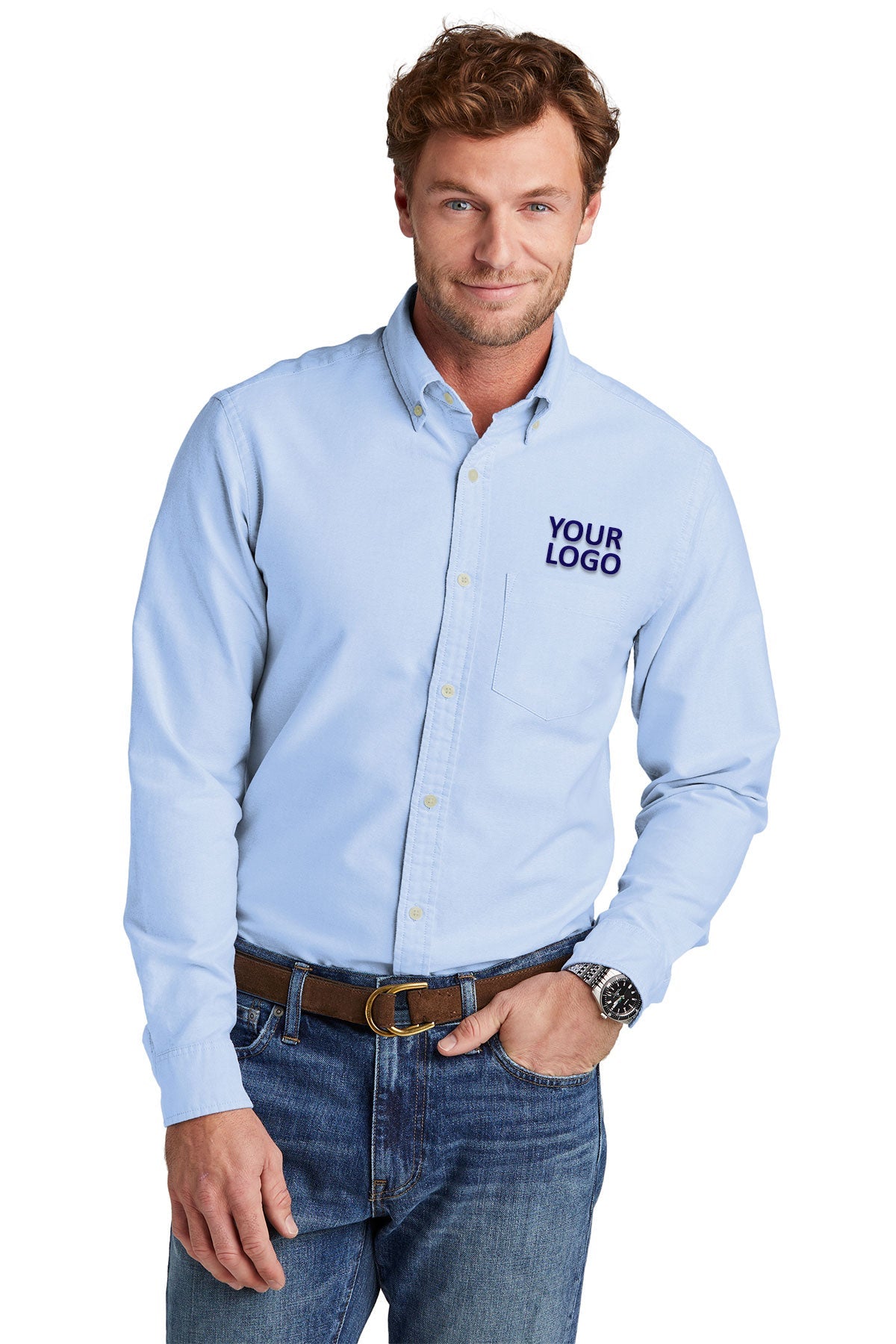 Brooks Brothers Casual Oxford Cloth Shirt, Newport Blue [AllEarth Renewables]