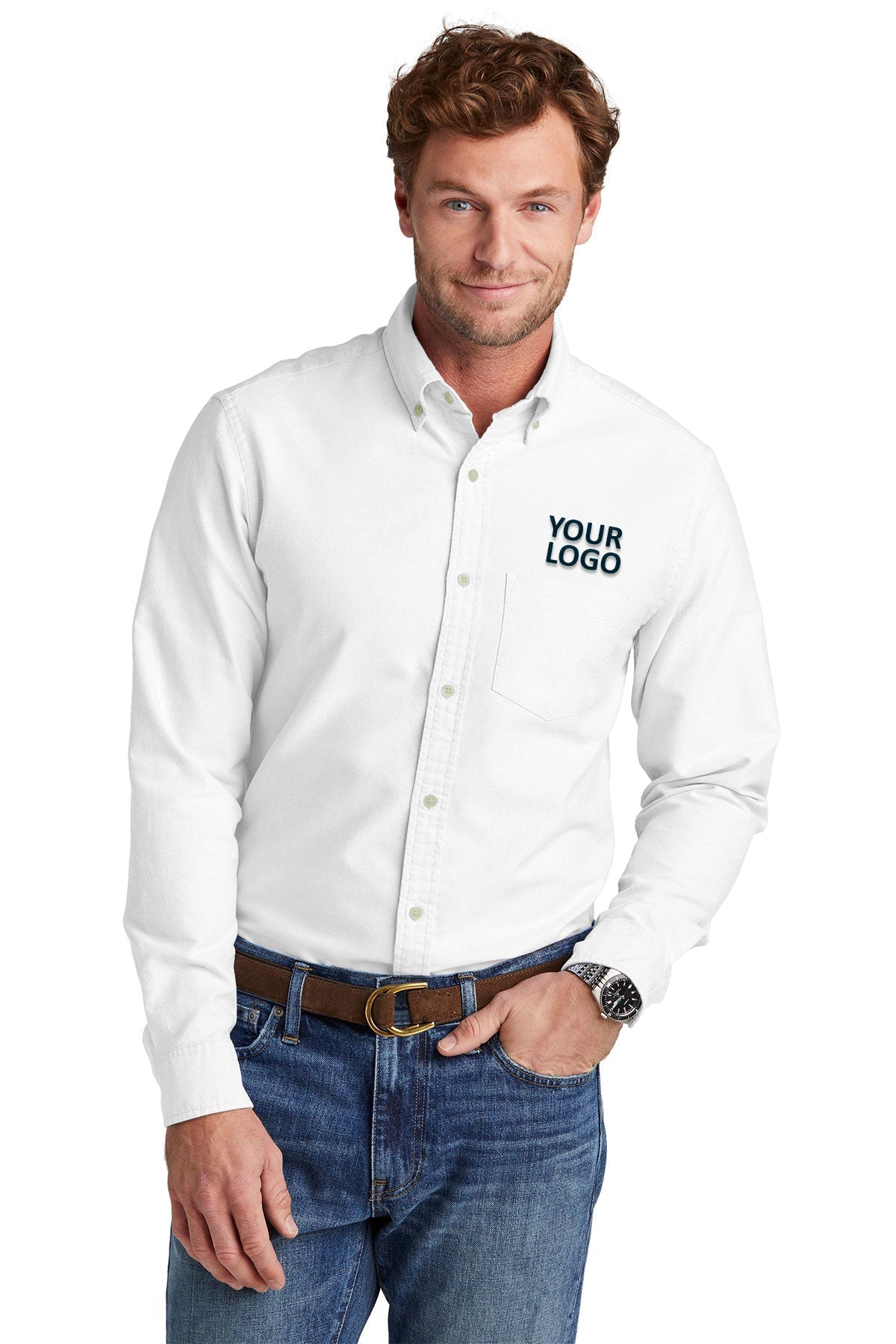 Brooks Brothers Casual Oxford Cloth Shirt, White [WINCO Construction Company]