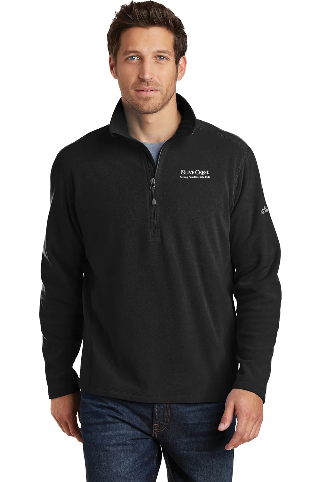 Eddie Bauer 1/2-Zip Microfleece Jacket, Black [Olive Crest]