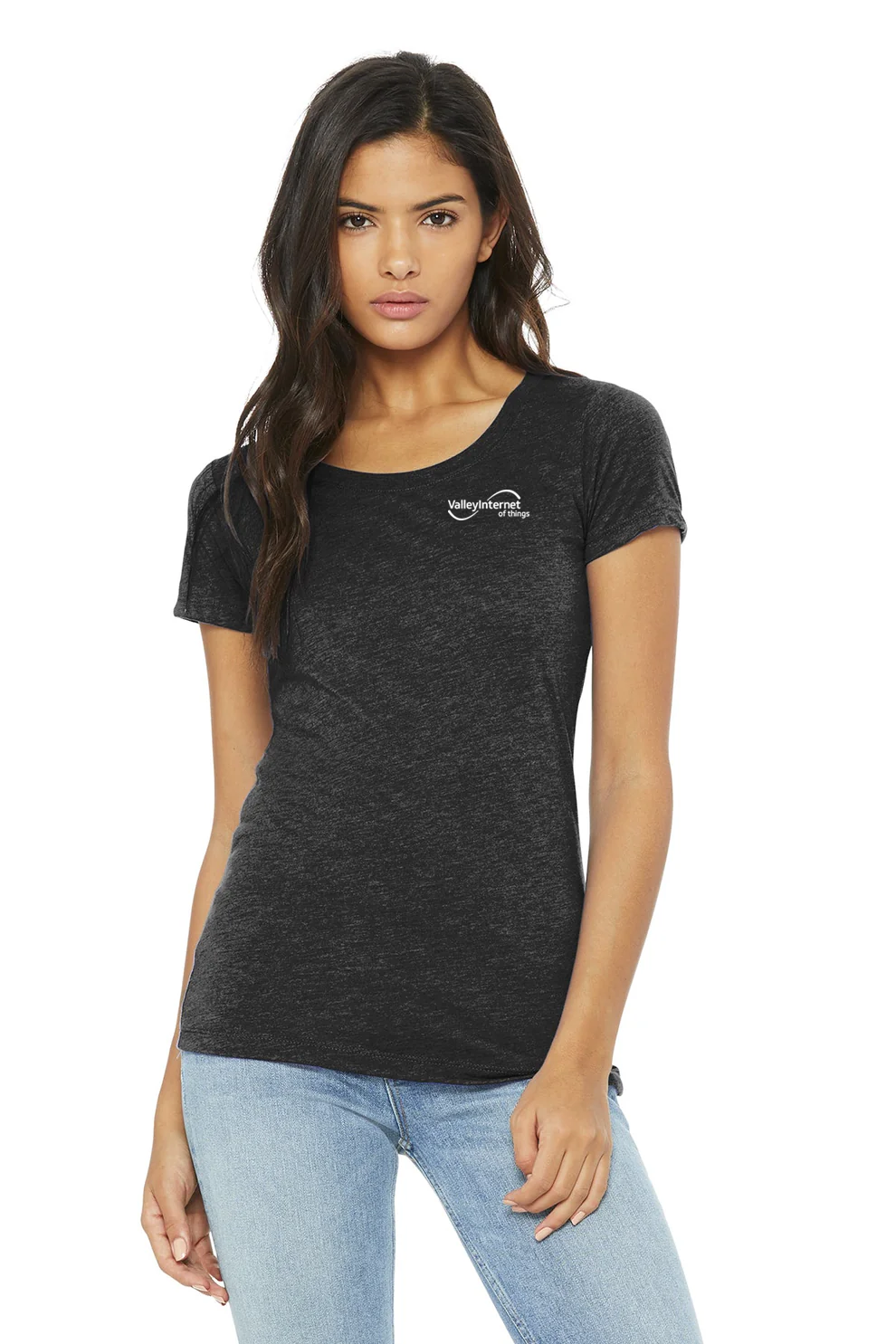 Bella Canvas Ladies Triblend T-Shirt, Charcoal Black [Valley Internet]
