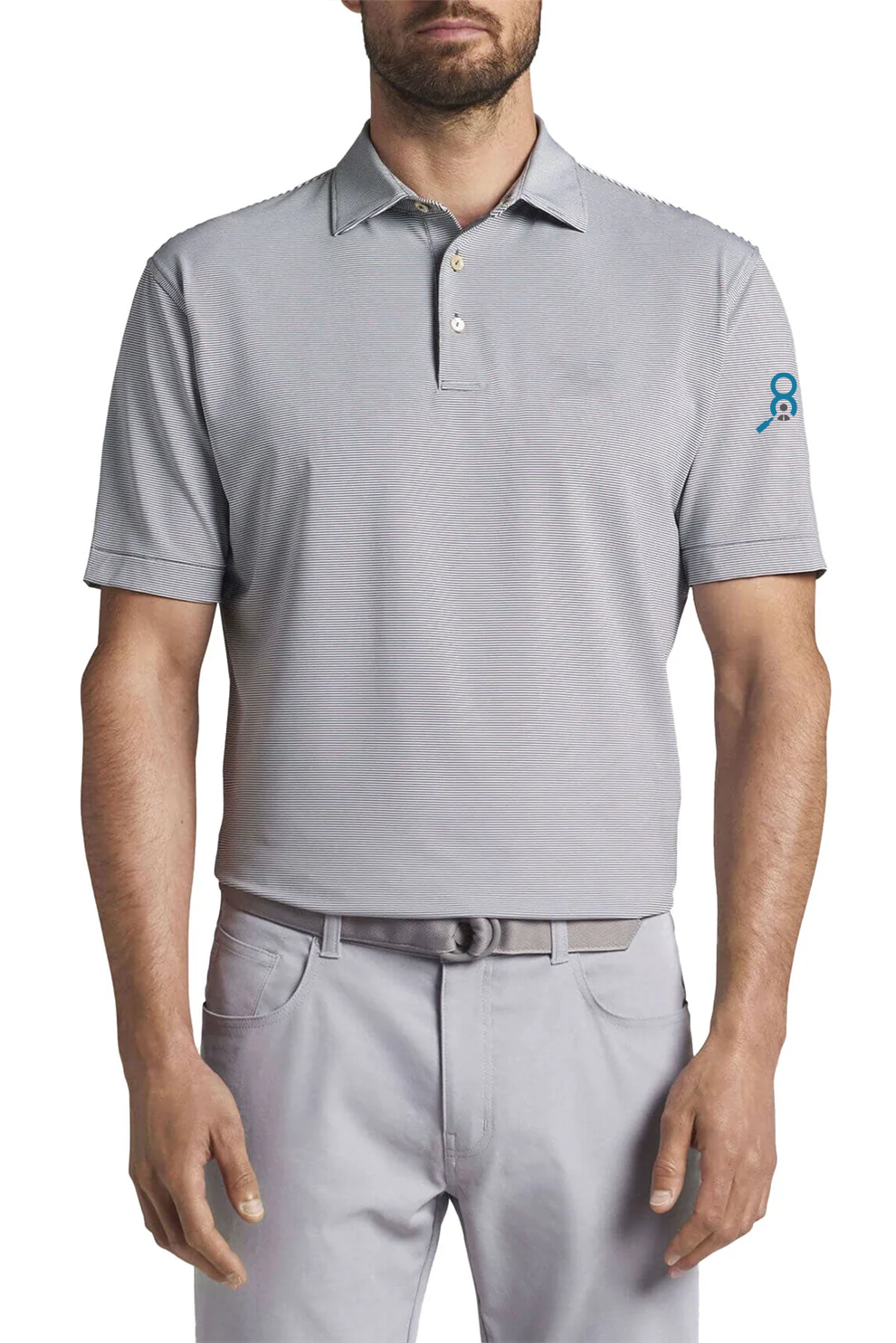 Peter Millar Jubilee Stripe Polo, Iron [Real8 Group]