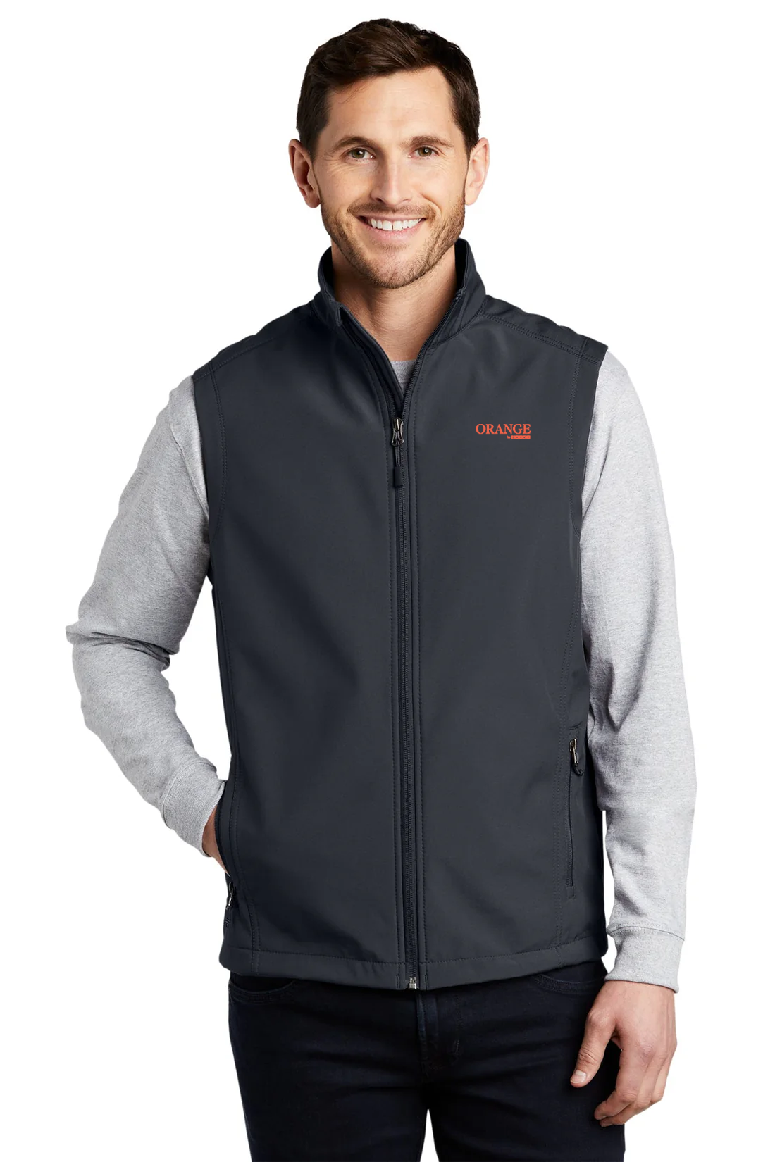 Port Authority Core Soft Shell Vest, Battleship Grey [Orange by Fooda]