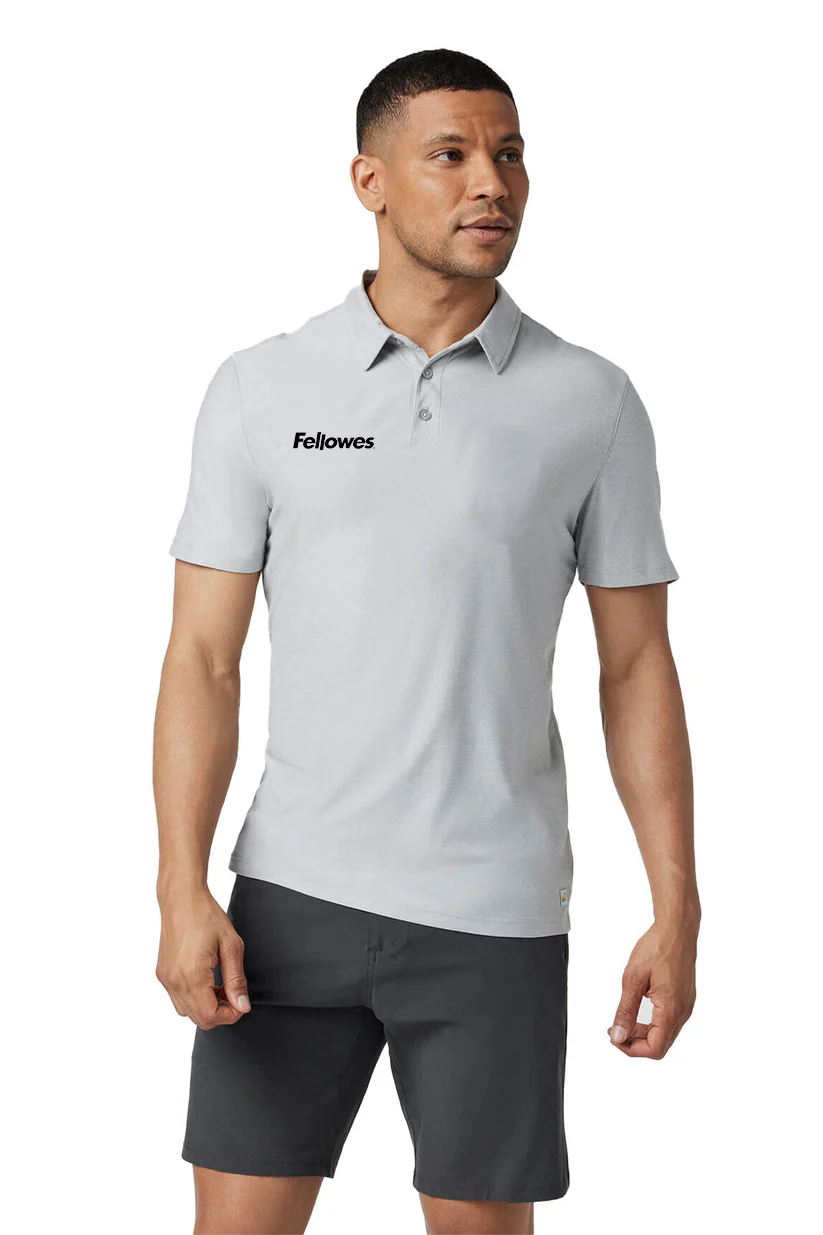 Vuori Men's Strato Tech Polo, Platinum Heather [Fellowes Brands]