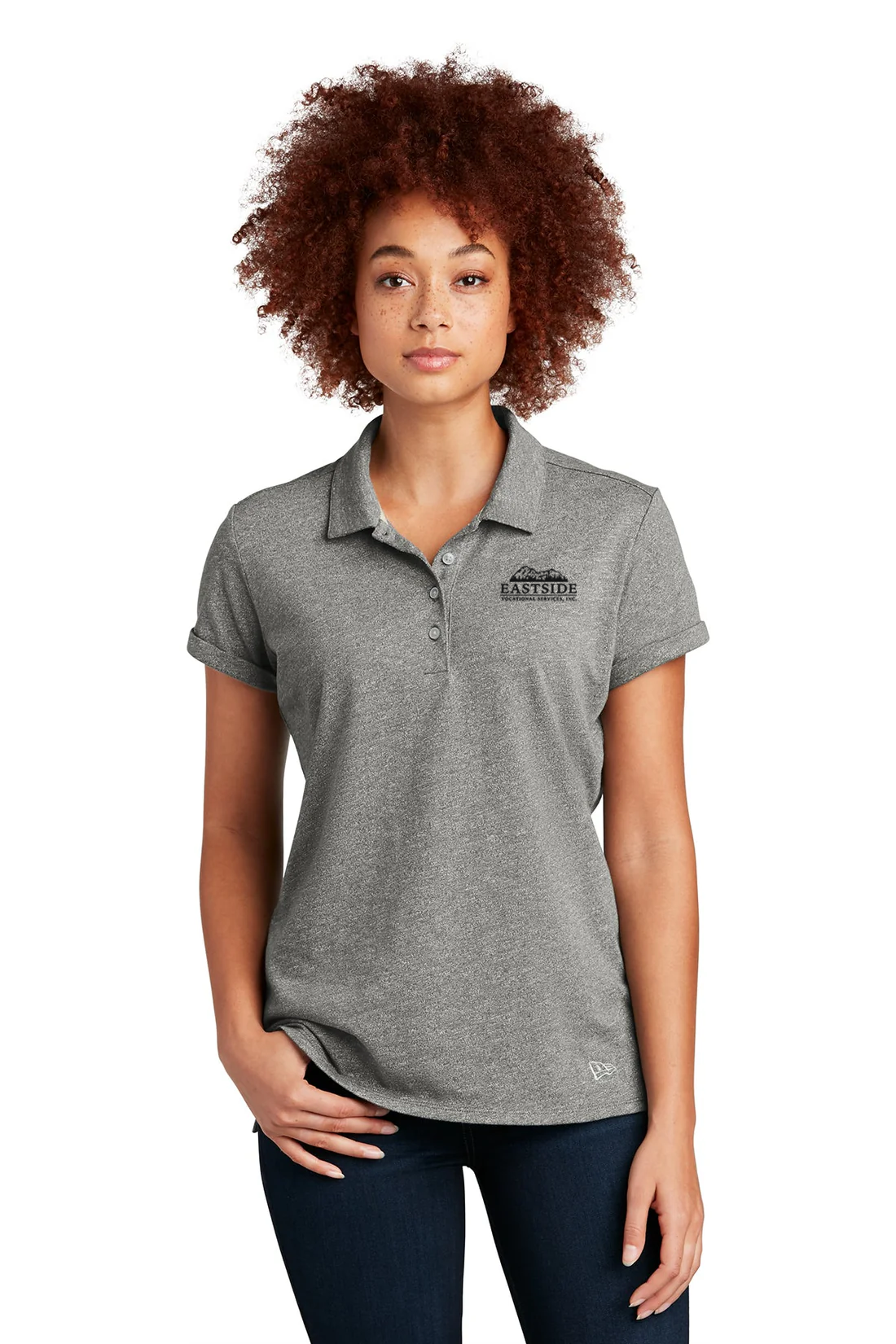 New Era Ladies Slub Twist Polo, Shadow Grey Twist [Eastside Vocational Services, Inc.]