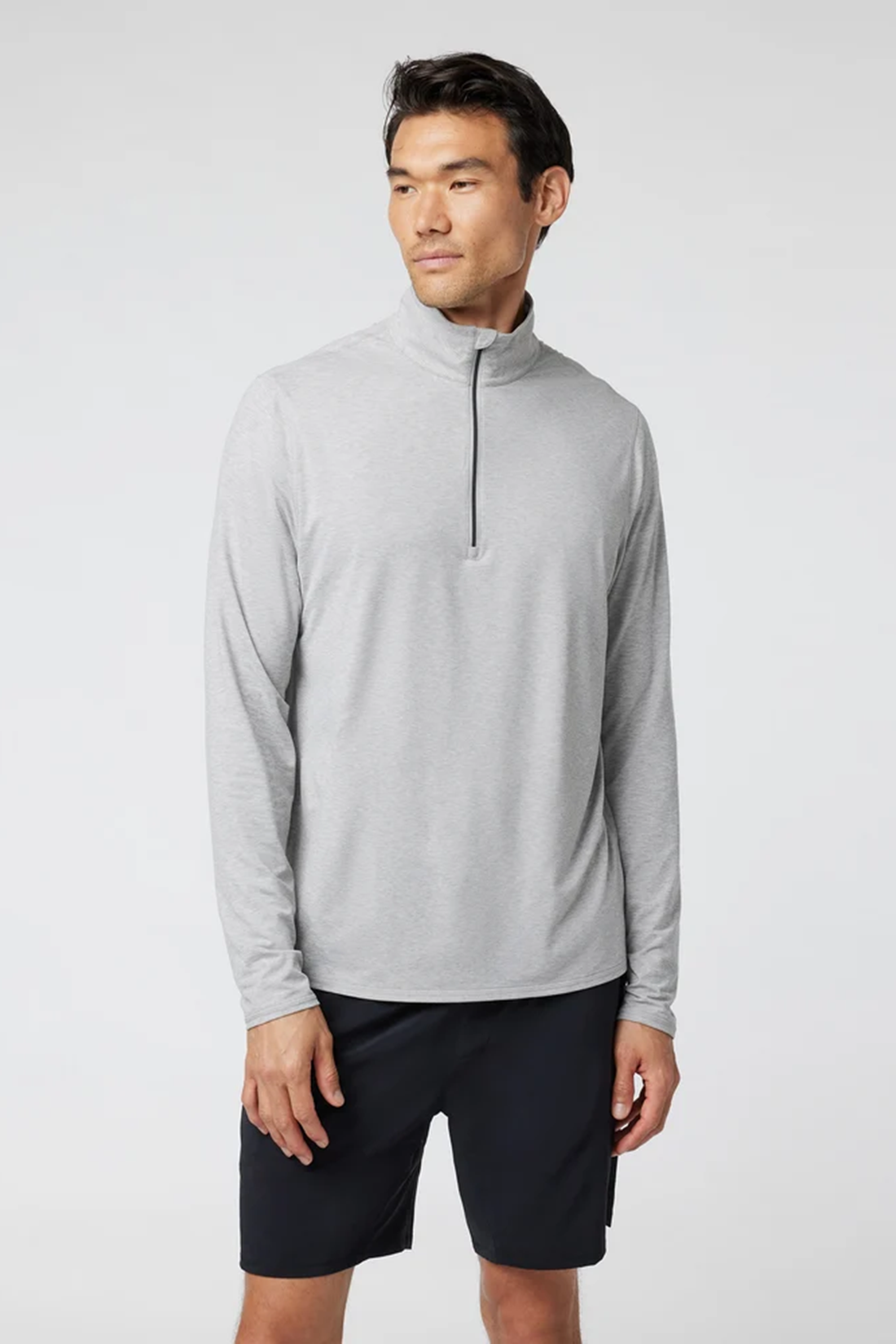 Vuori Men's 2.0 Ease Performance Custom 1/2 Zips, Light Heather Grey