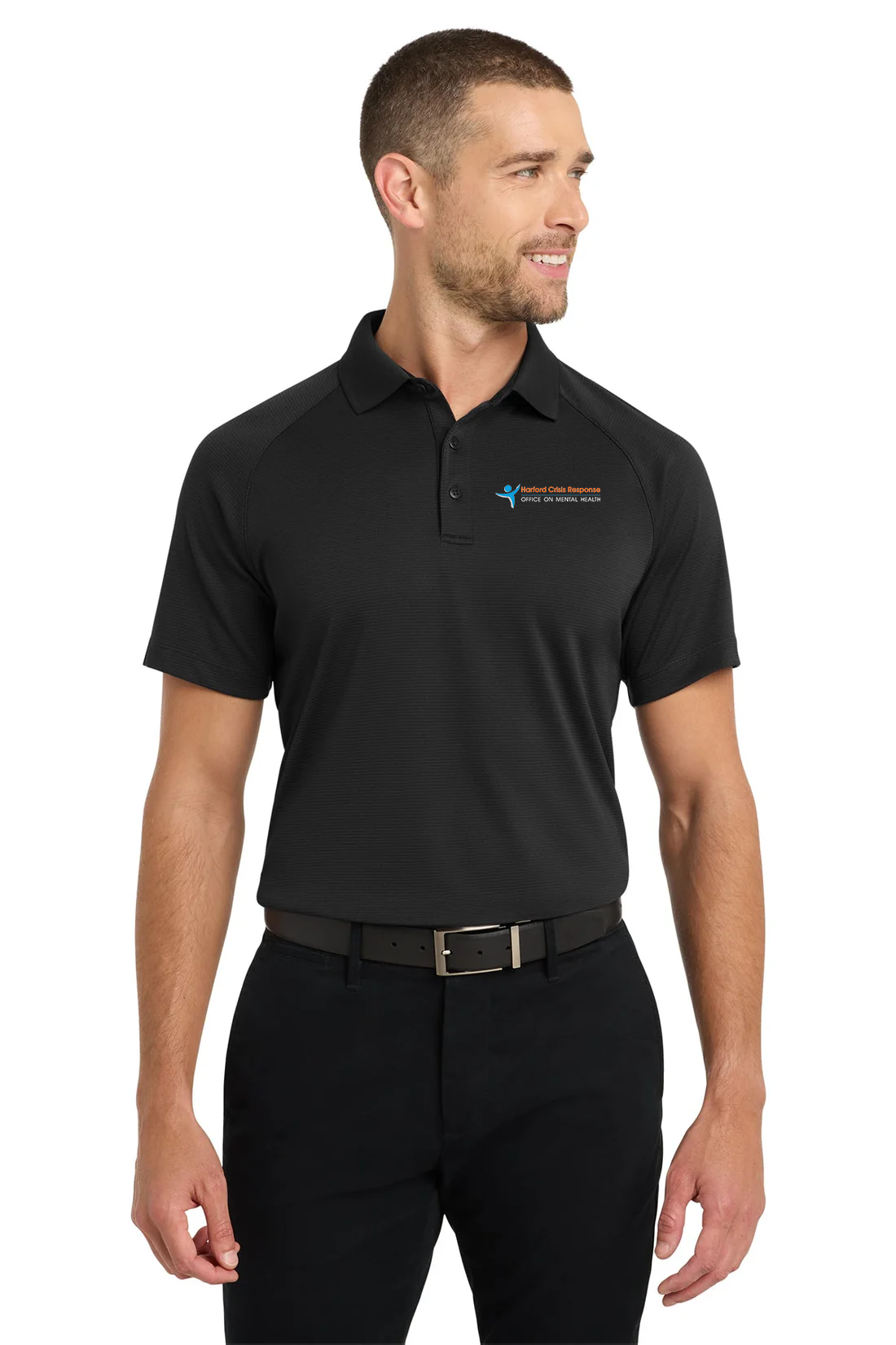 Port Authority Crossover Raglan Polo, Black [Harford Crisis Response]