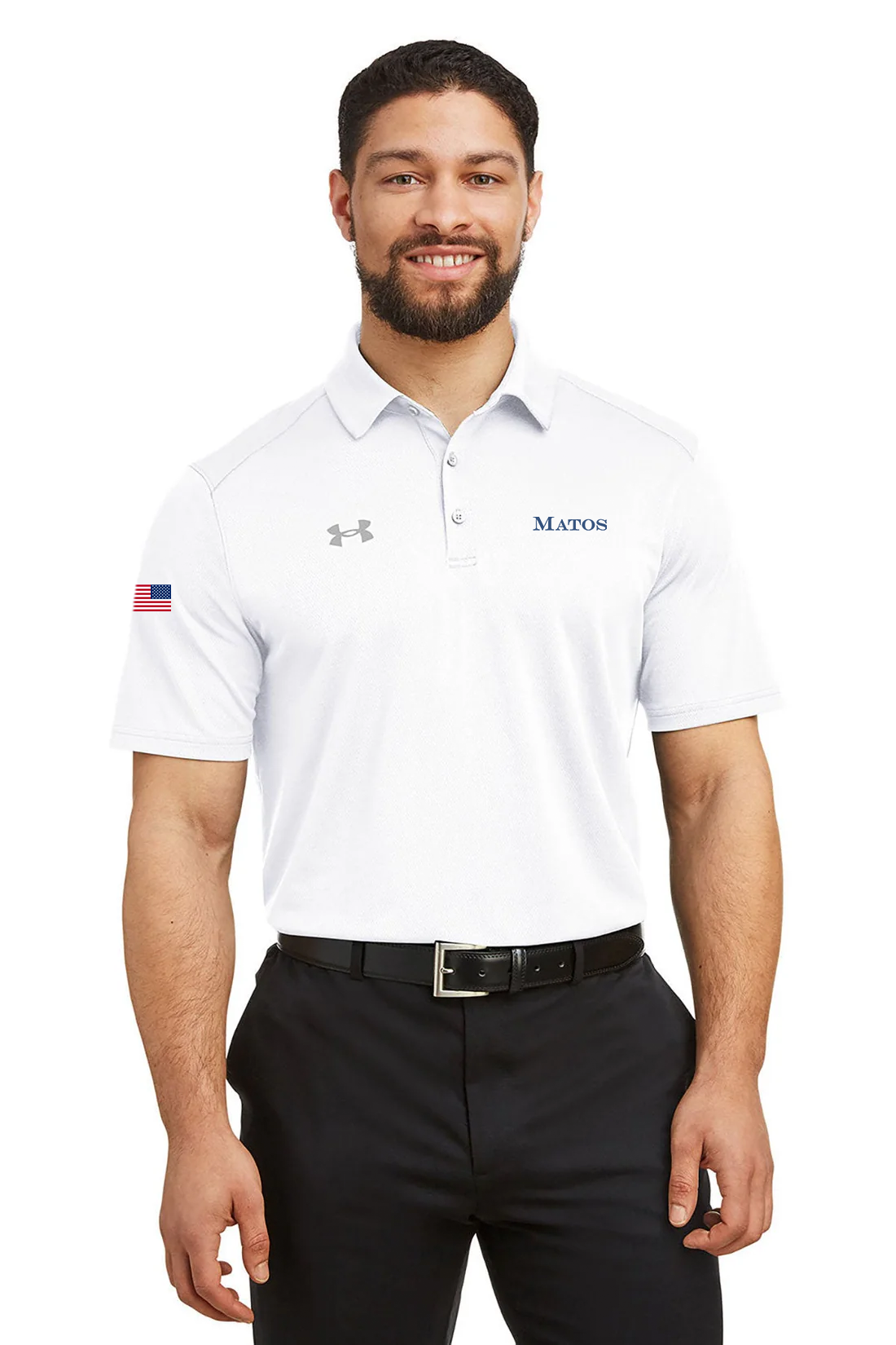Under Armour Men's Tech Polo, White [Matos Builders]