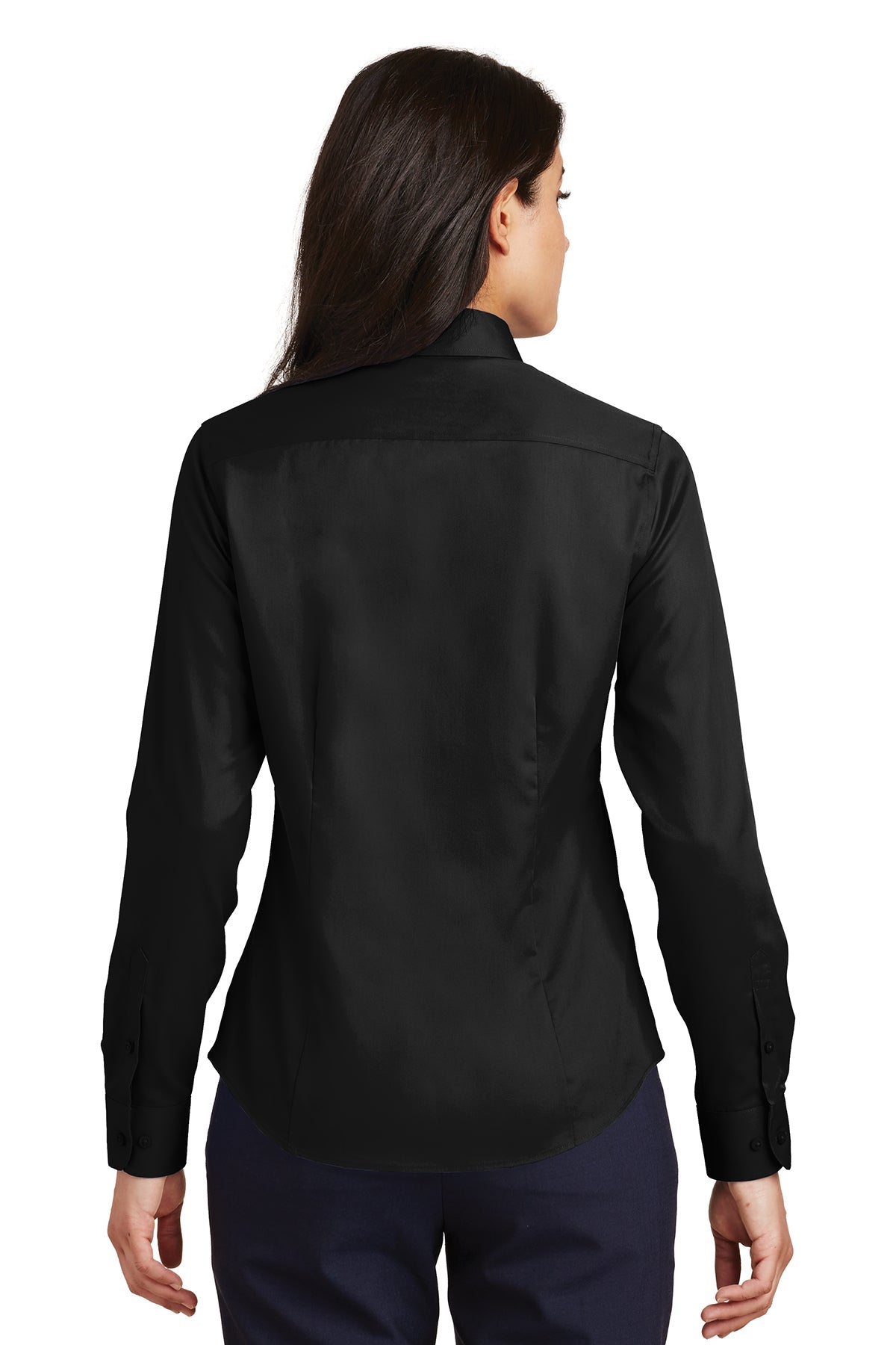 Port Authority Ladies Non-Iron Custom Twill Shirts, Black [Orange by Fooda]