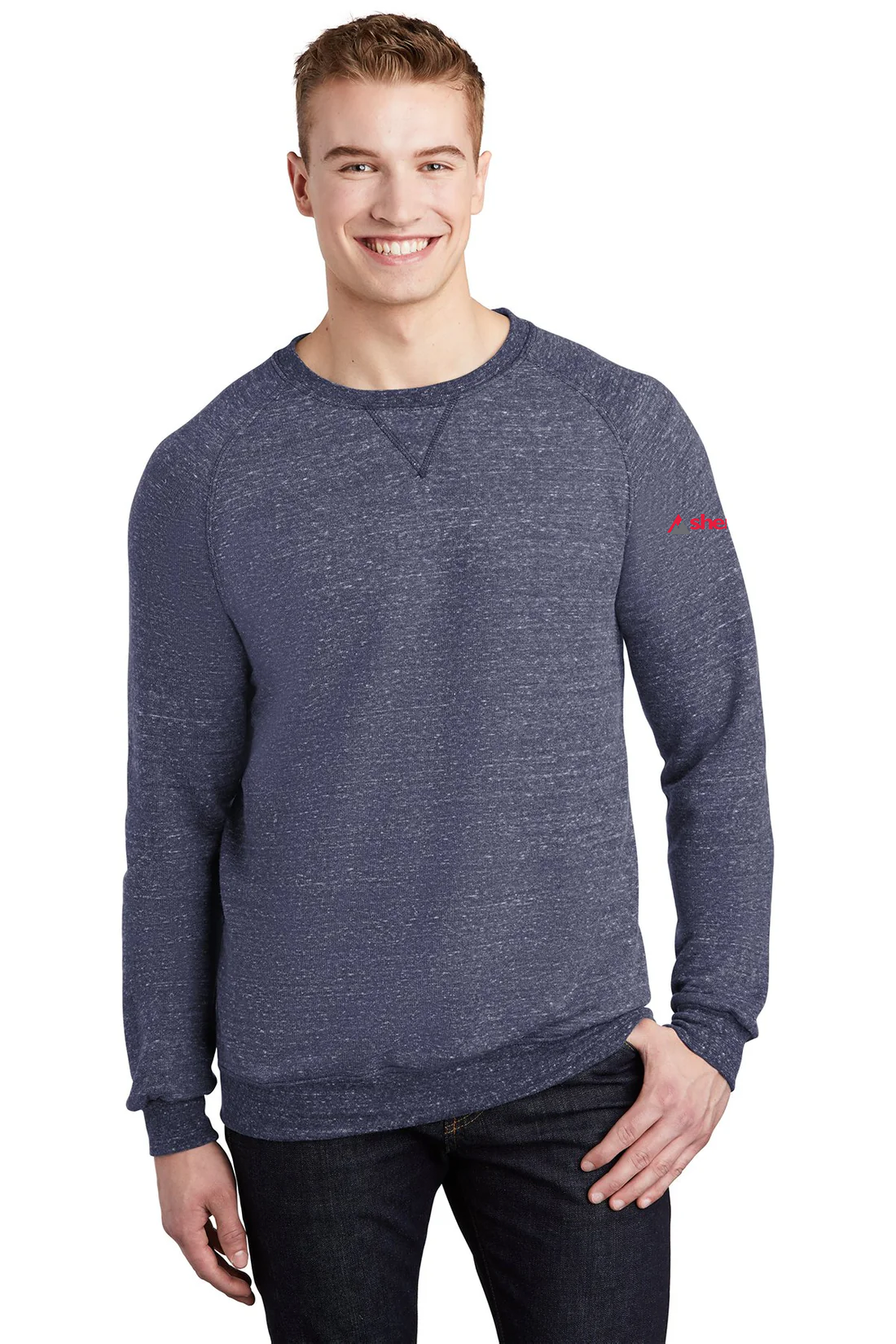 Jerzees Snow Heather French Terry Raglan Crew, Navy [Sherpa LLC]