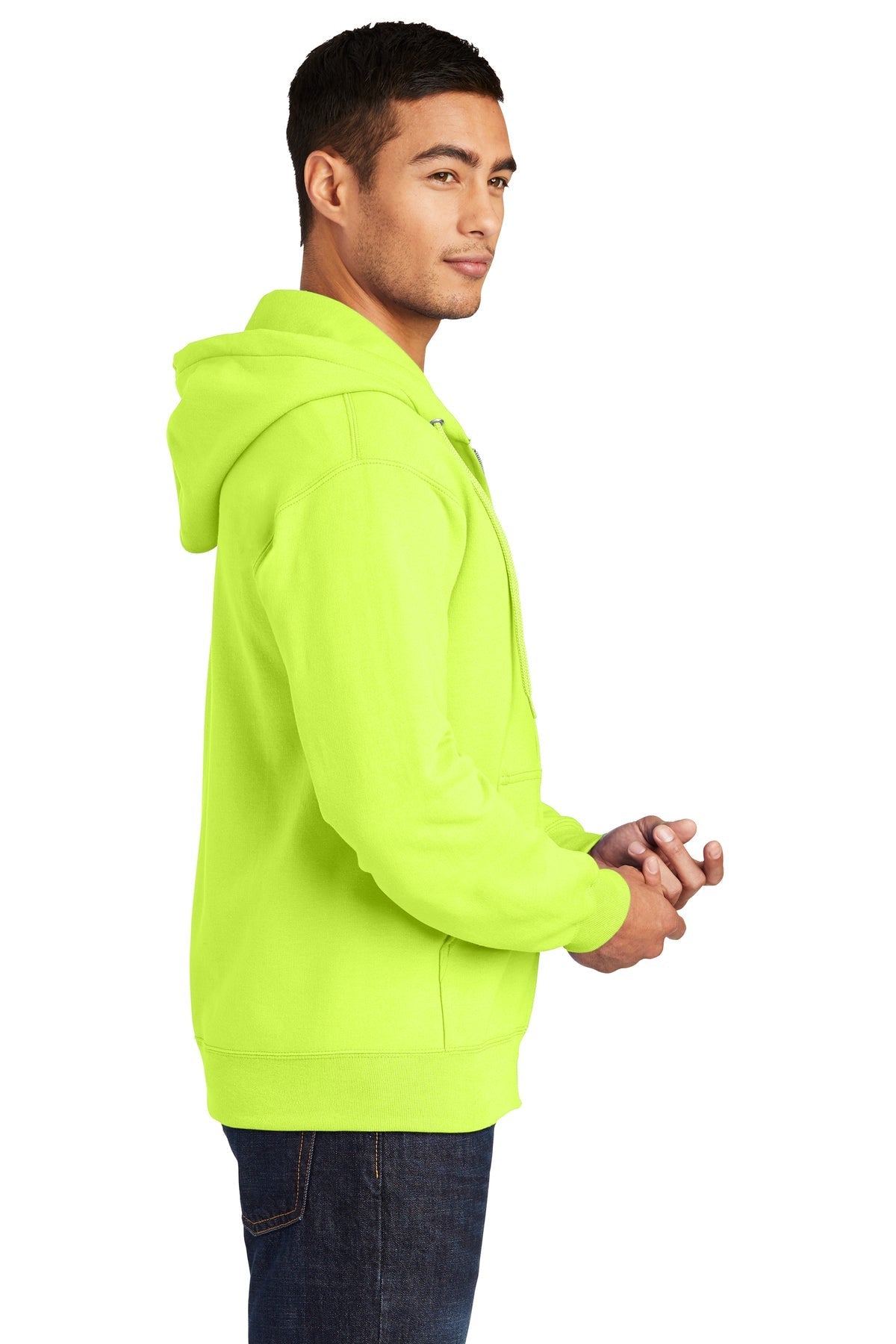 Port & Company Essential Fleece Branded Zip Hoodies, Safety Green [WINCO Construction Company]