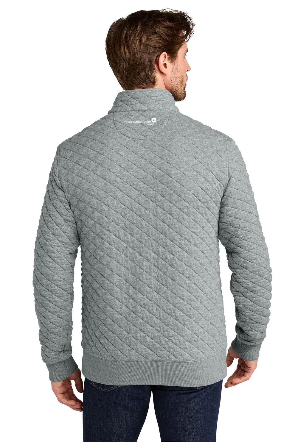 Brooks Brothers Diamond Quilt 1/4-Zip, Light Shadow Grey Heather [CIO Wealth Strategies]