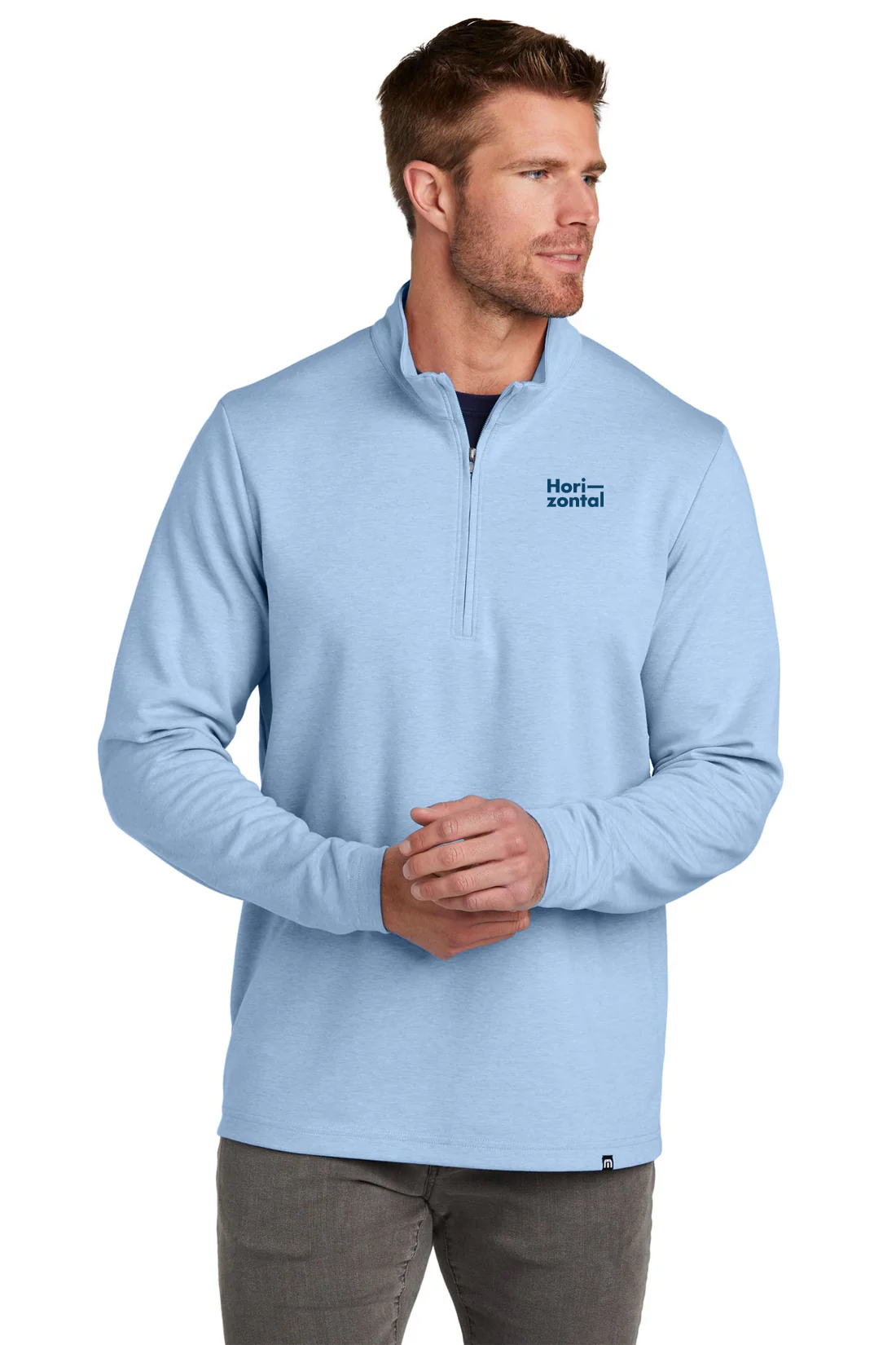 TravisMathew Coveside Quarter Zip, Light Blue Heather [Horizontal Talent]