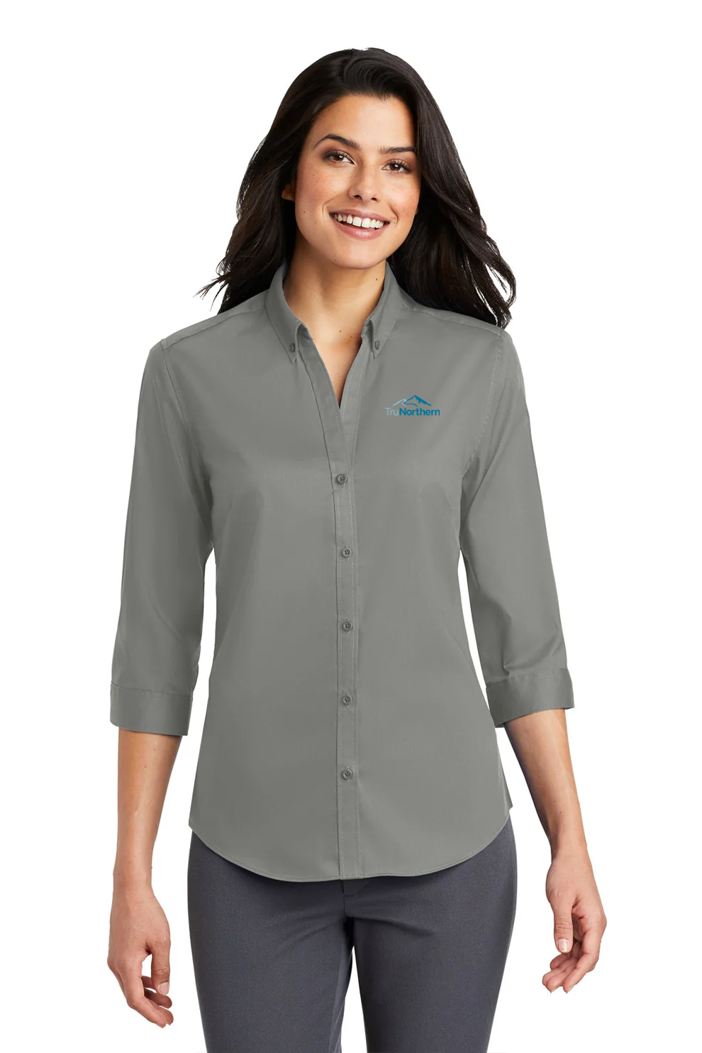Port Authority Ladies 3/4-Sleeve SuperPro Twill Shirt, Monument Grey [TruNorthern]
