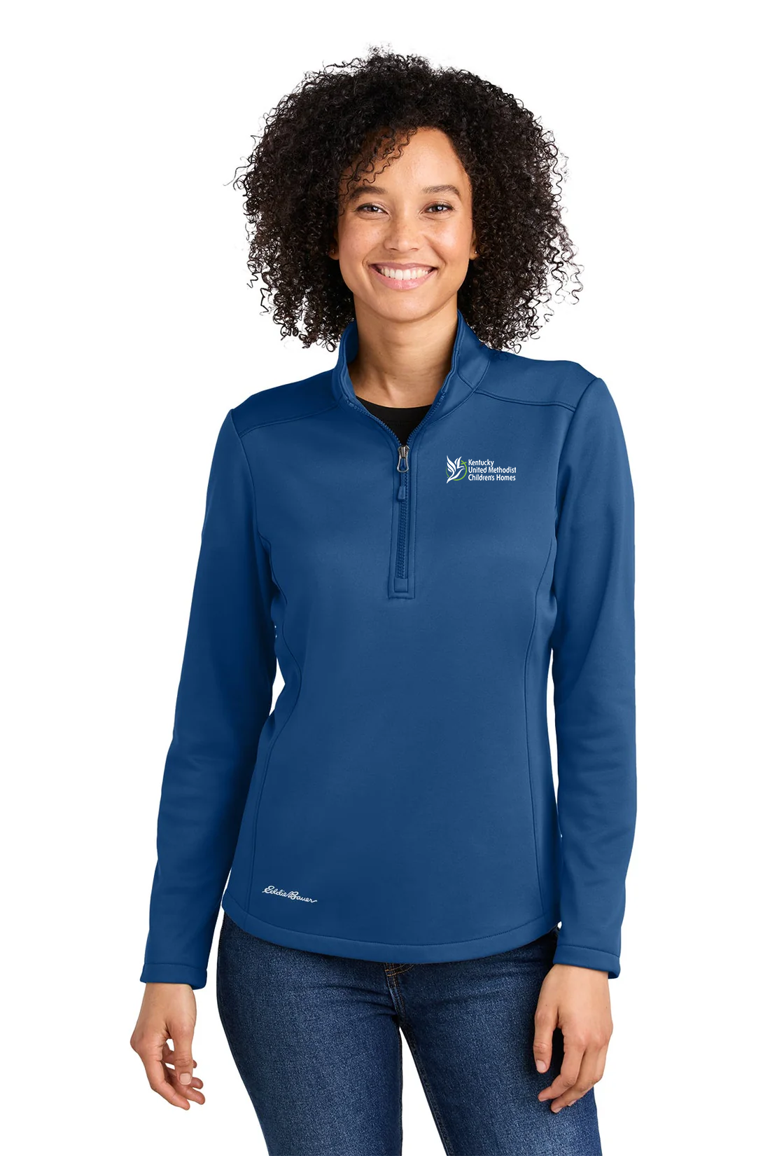 Eddie Bauer Womens Smooth Mid Layer Fleece 1/2-Zip, Cobalt Blue [Kentucky United Methodist Children's Homes]