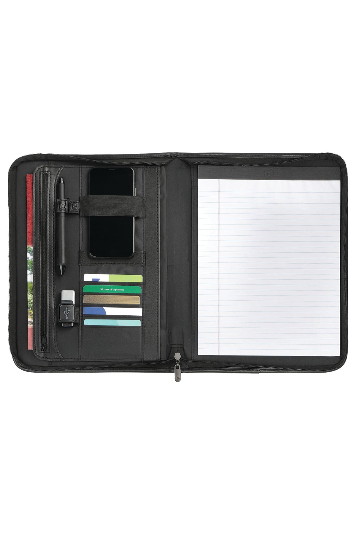 Burke Zippered Padfolio, Black