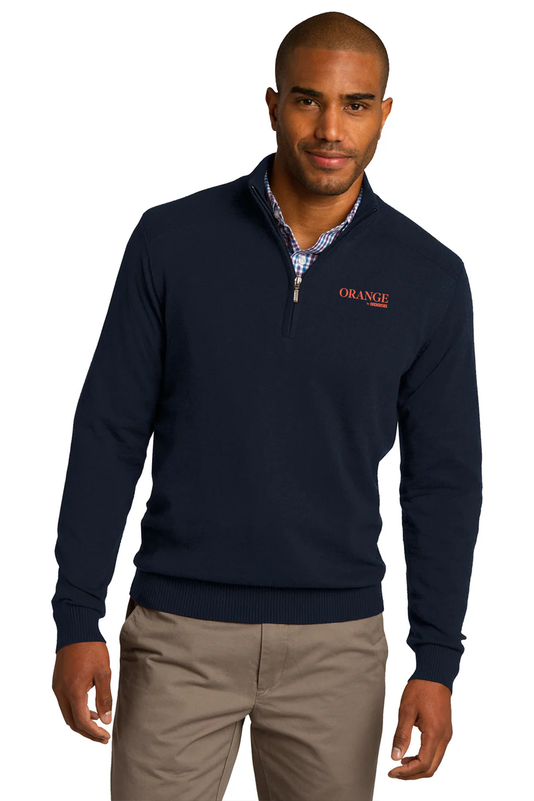 Port Authority 1/2-Zip Sweater, Navy [Orange by Fooda]