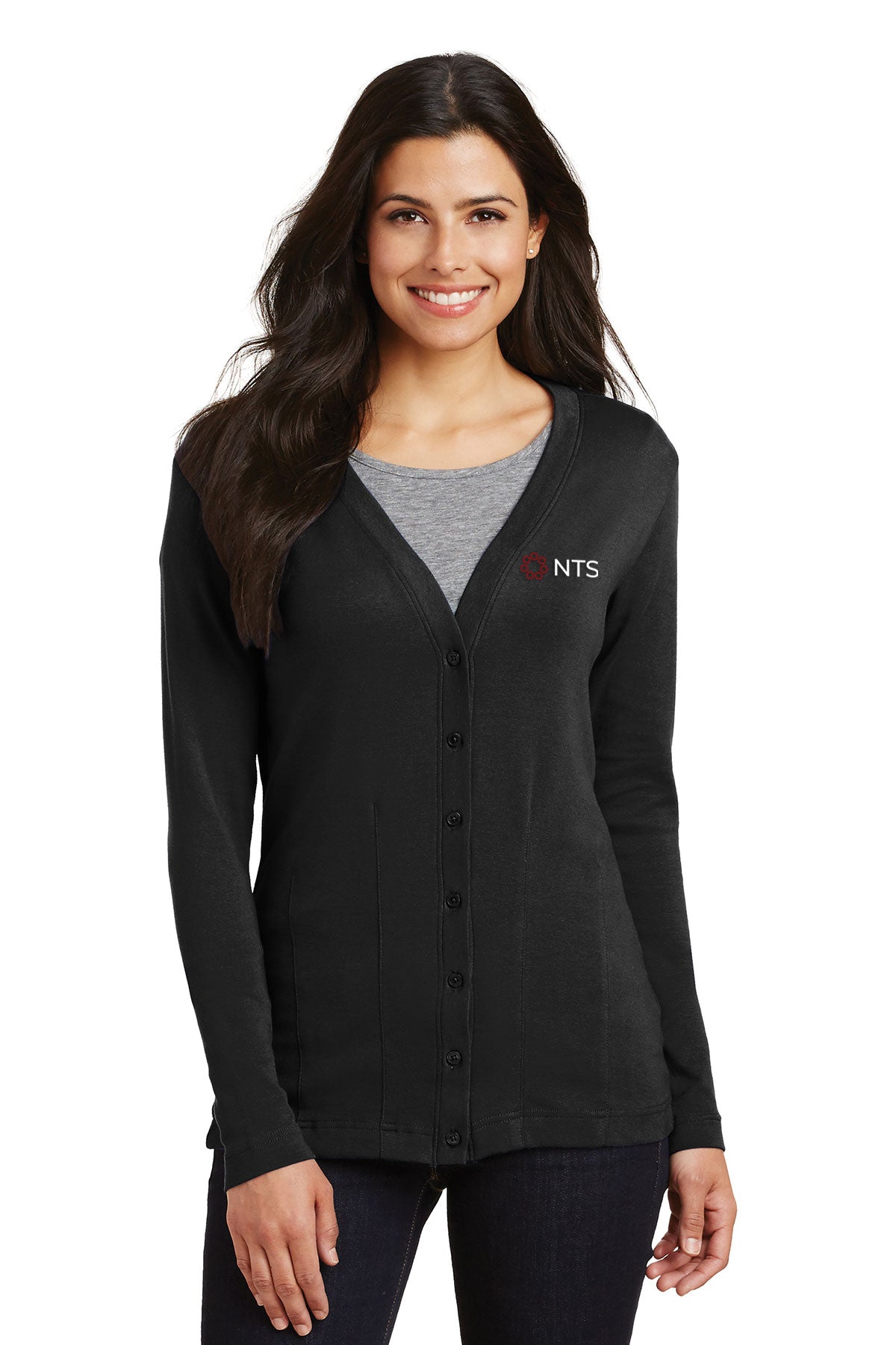 Port Authority Ladies Modern Stretch Cotton Cardigan, Black [NexTech Solutions]