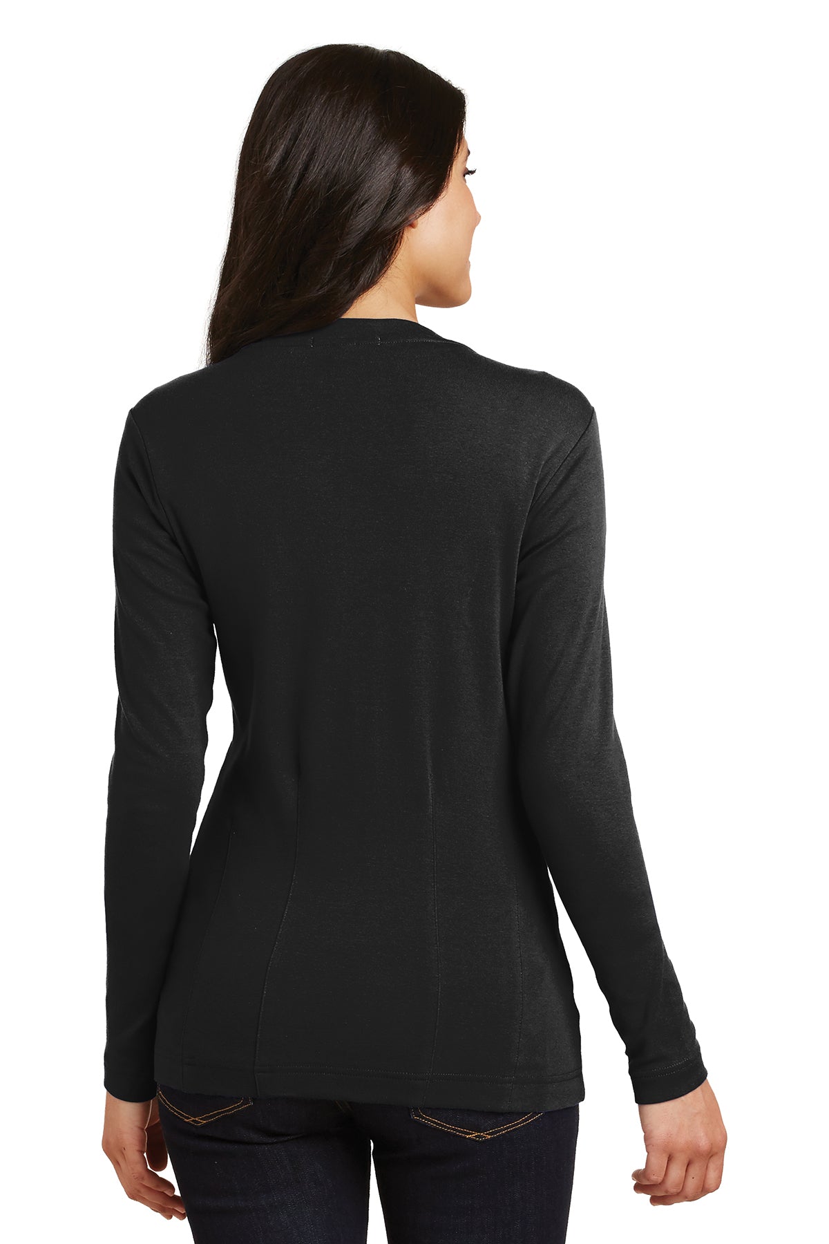 Port Authority Ladies Modern Stretch Customized Cotton Cardigans, Black [CommStar Credit Union]