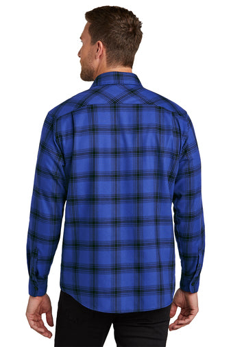 Port Authority Plaid Flannel Customized Shirts, Royal/ Black Open Plaid
