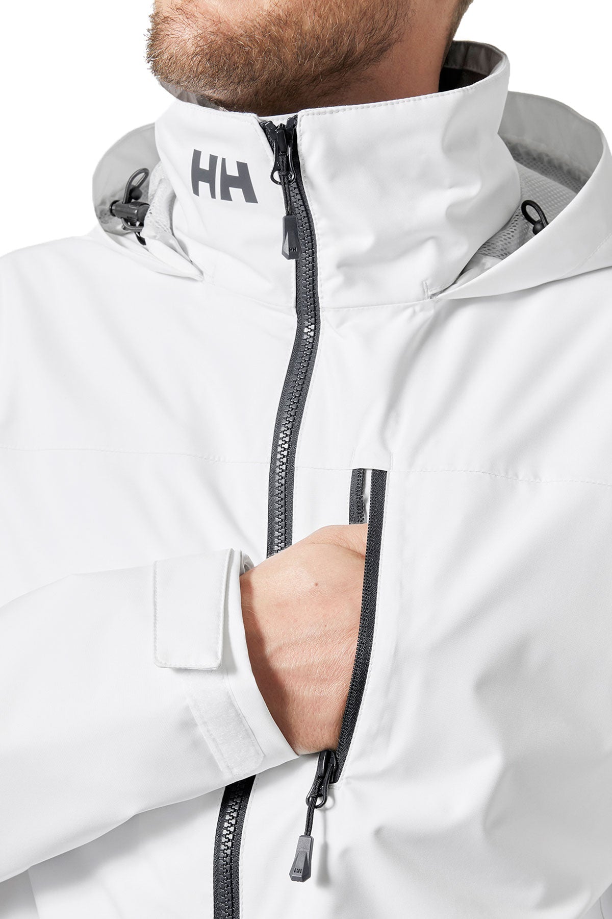 Helly Hansen Mens Crew Hooded Midlayer Custom Jackets 2.0, White