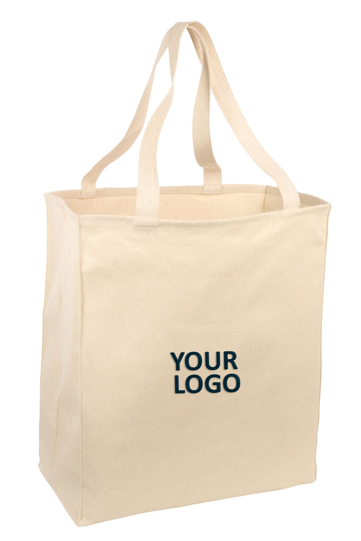 Port Authority Ideal Twill Over-the-Shoulder Custom Grocery Totes, Natural