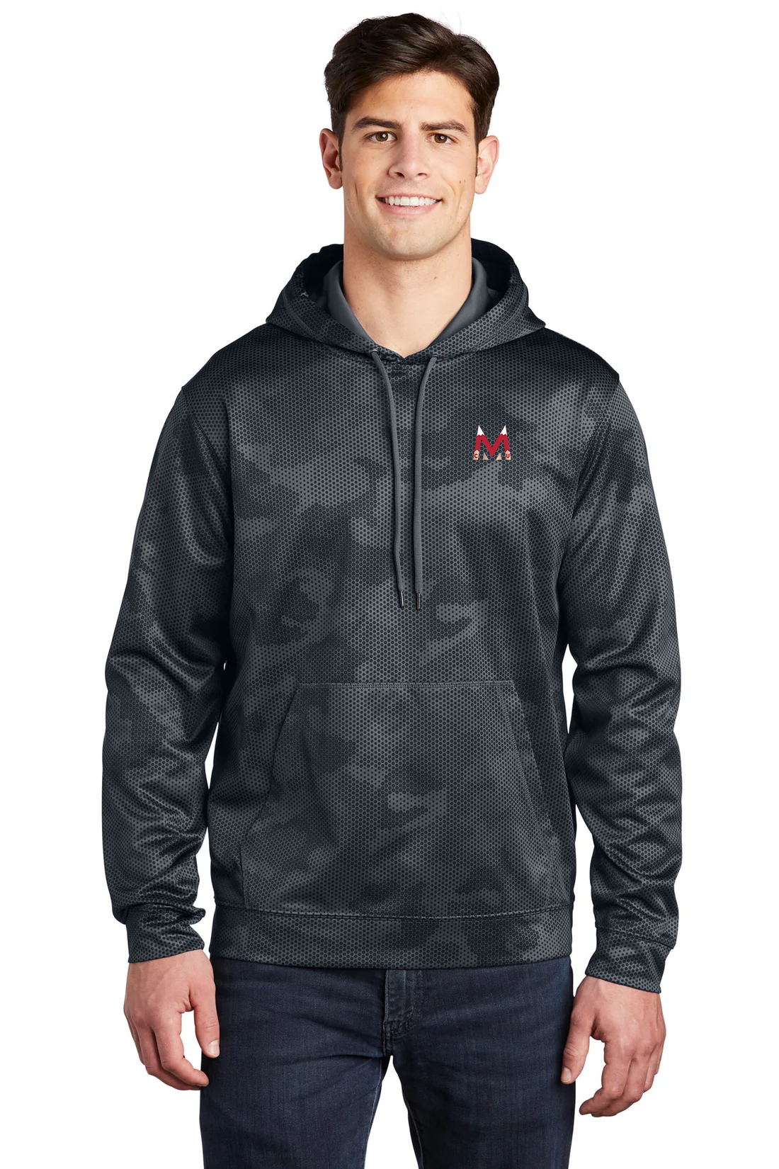 Sport-Tek Sport-Wick CamoHex Fleece Hooded Pullover, Dark Smoke Grey [Milford Mining Company Utah]
