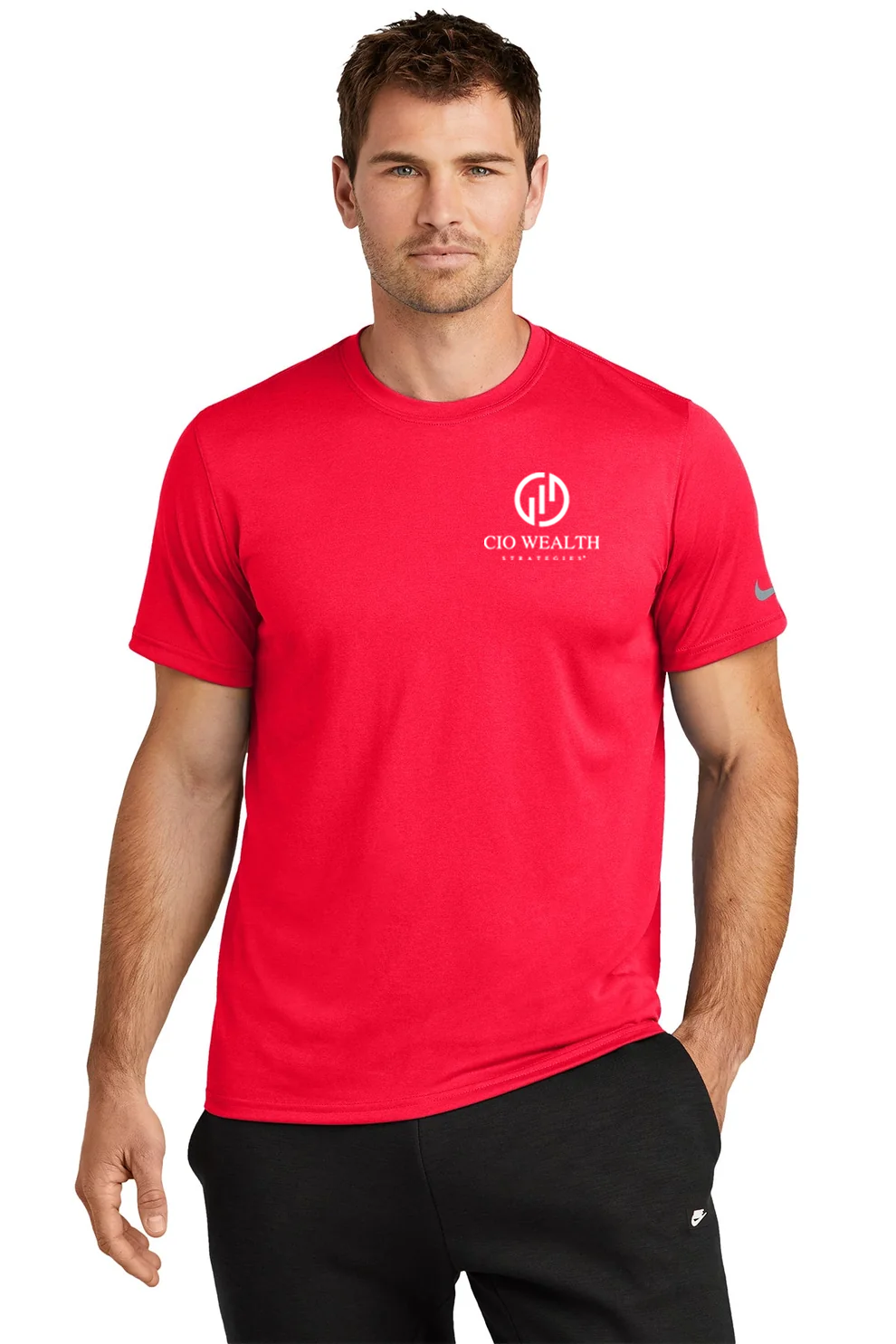 Nike Swoosh Sleeve rLegend Tee, University Red [CIO Wealth Strategies]