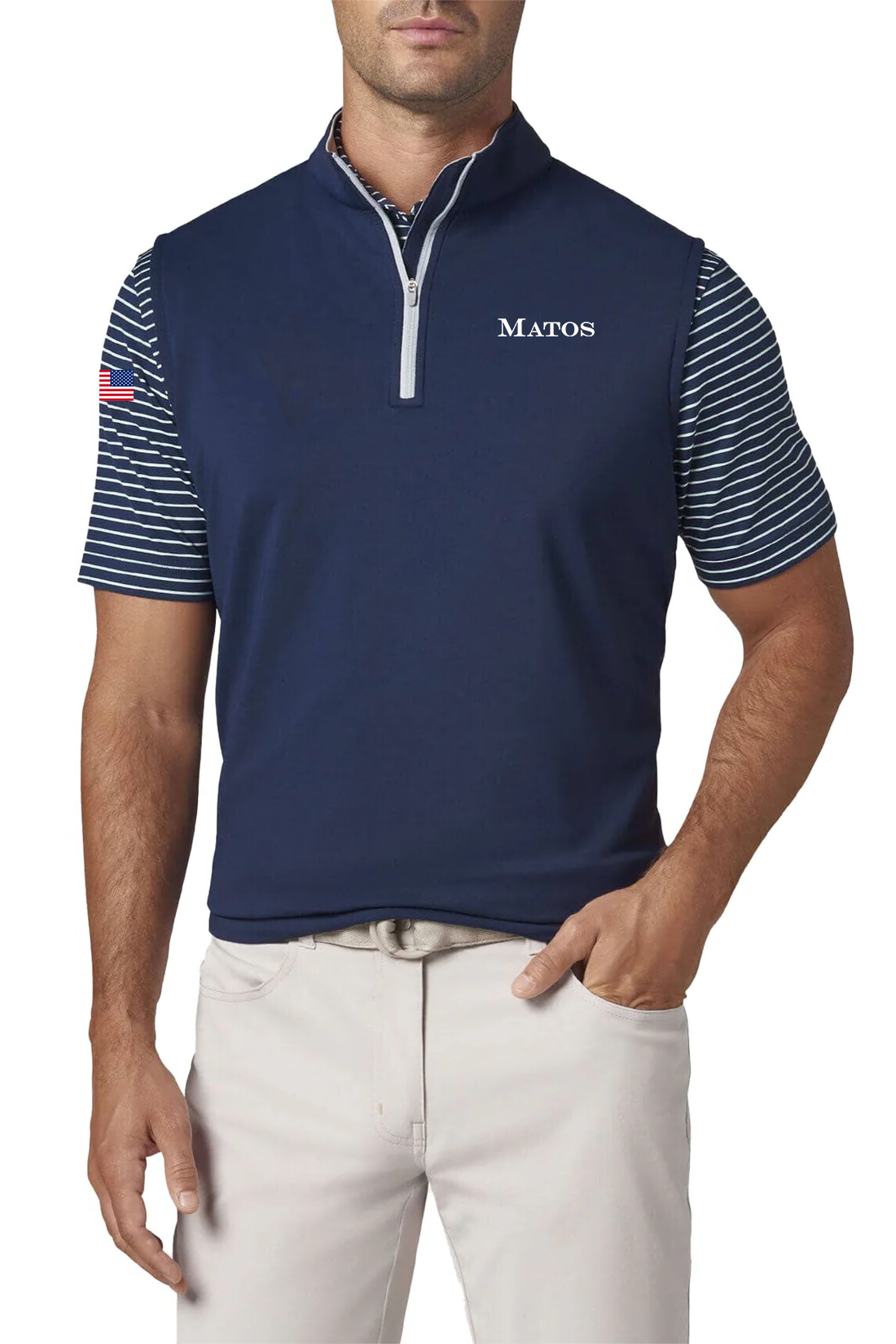 Peter Millar Galway Performance Quarter Zip Vest, Navy [Matos Builders]